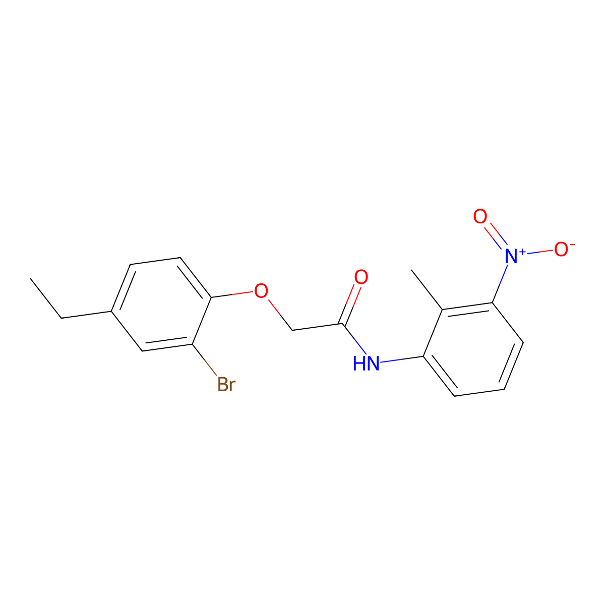2-(2-bromo-4-ethylphenoxy)-N-(2-methyl-3-nitrophenyl)acetamide molecular structure, CAS 590400-38-7