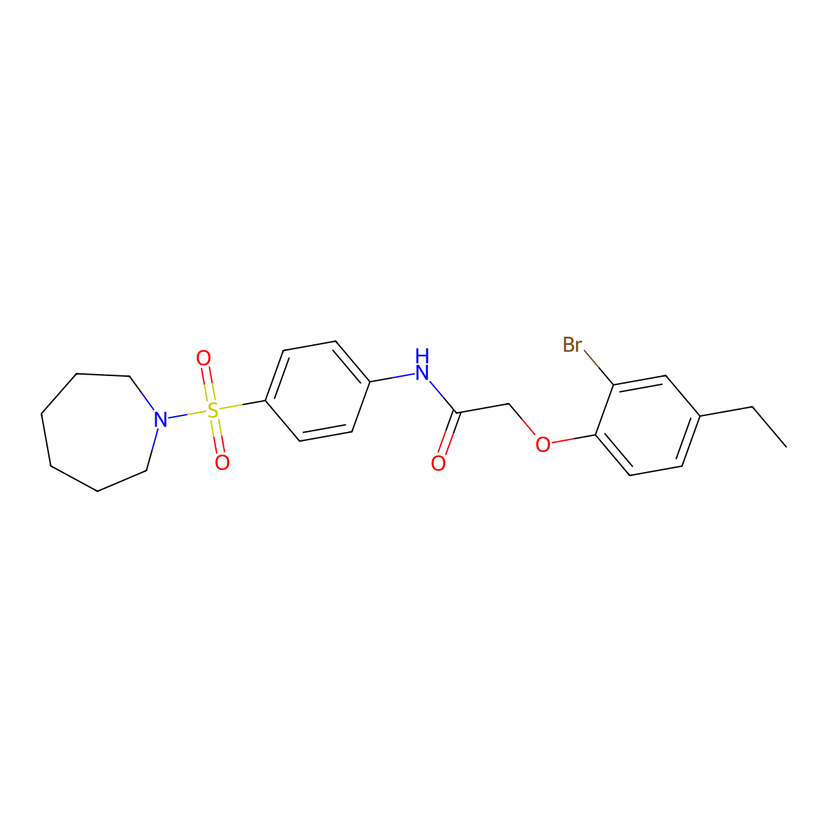 N-[4-(1-azepanylsulfonyl)phenyl]-2-(2-bromo-4-ethylphenoxy)acetamide molecular structure, CAS 590400-48-9
