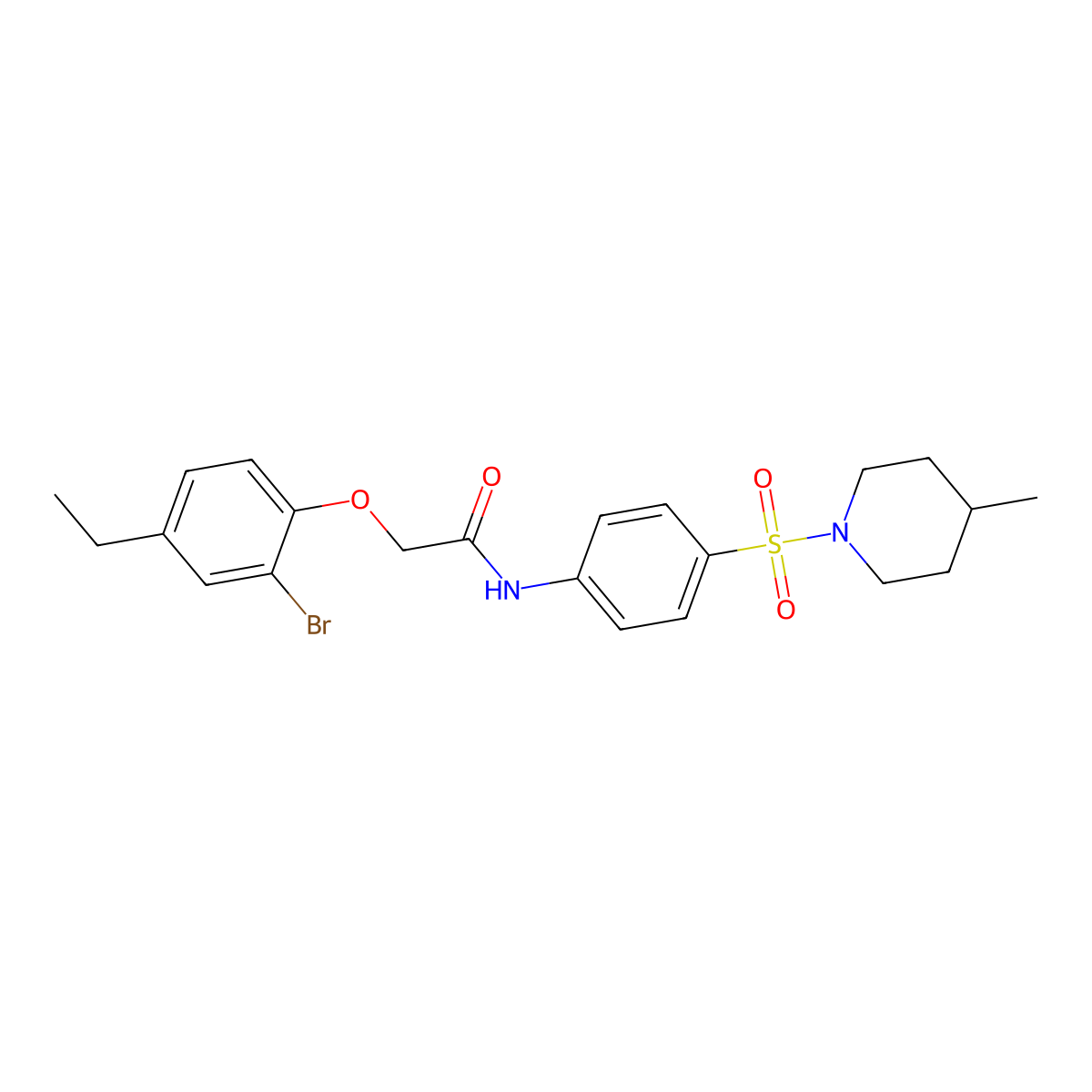 2-(2-bromo-4-ethylphenoxy)-N-{4-[(4-methyl-1-piperidinyl)sulfonyl]phenyl}acetamide molecular structure, CAS 590400-51-4