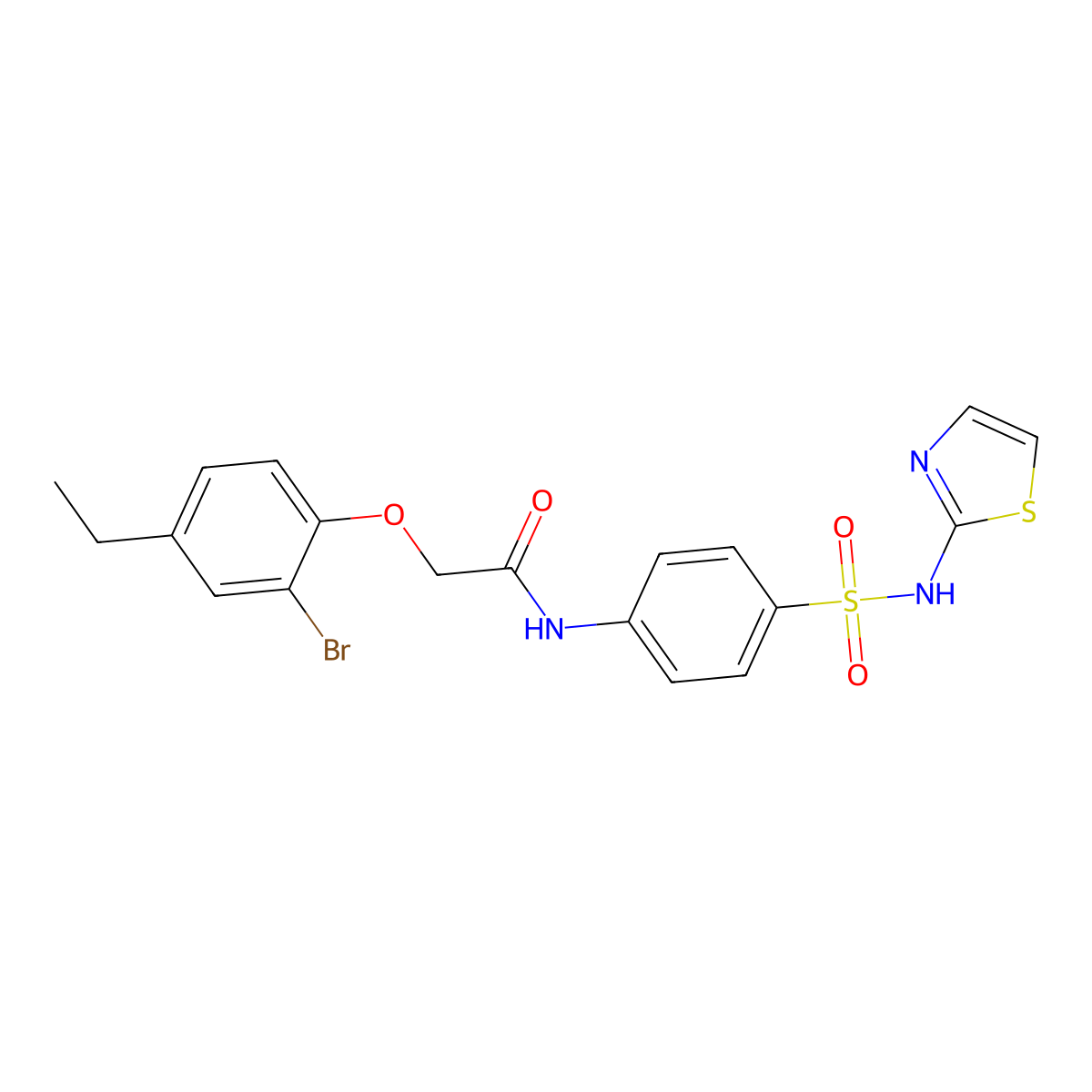 2-(2-bromo-4-ethylphenoxy)-N-(4-(N-(thiazol-2-yl)sulfamoyl)phenyl)acetamide molecular structure, CAS 590400-56-9