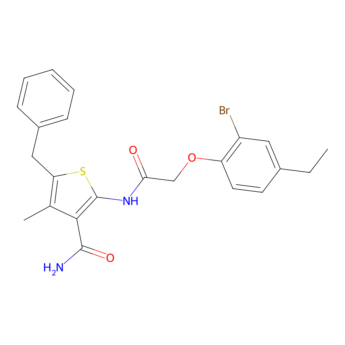 5-Benzyl-2-{[(2-bromo-4-ethylphenoxy)acetyl]amino}-4-methyl-3-thiophenecarboxamide molecular structure, CAS 590400-58-1