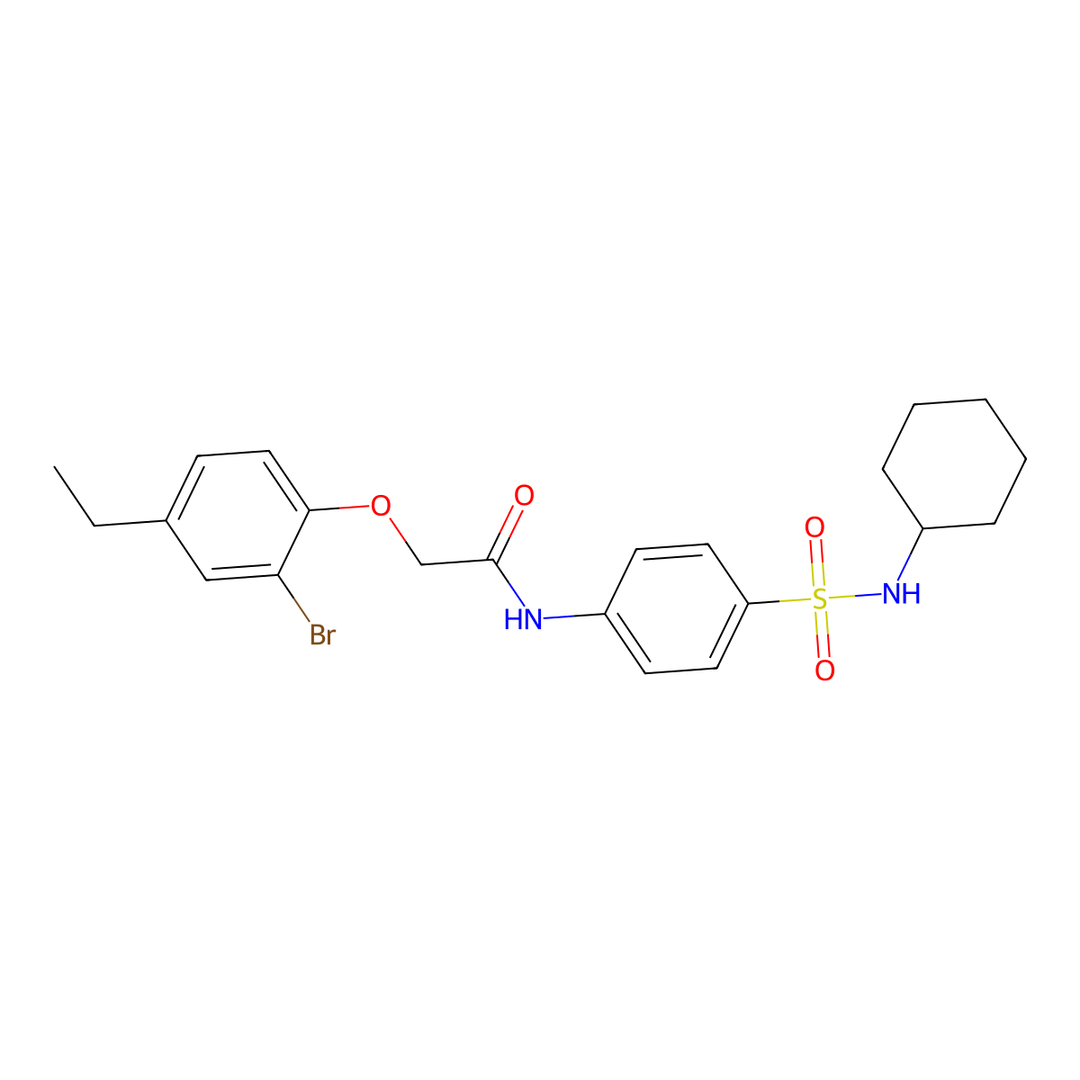 2-(2-bromo-4-ethylphenoxy)-N-{4-[(cyclohexylamino)sulfonyl]phenyl}acetamide molecular structure, CAS 590400-59-2