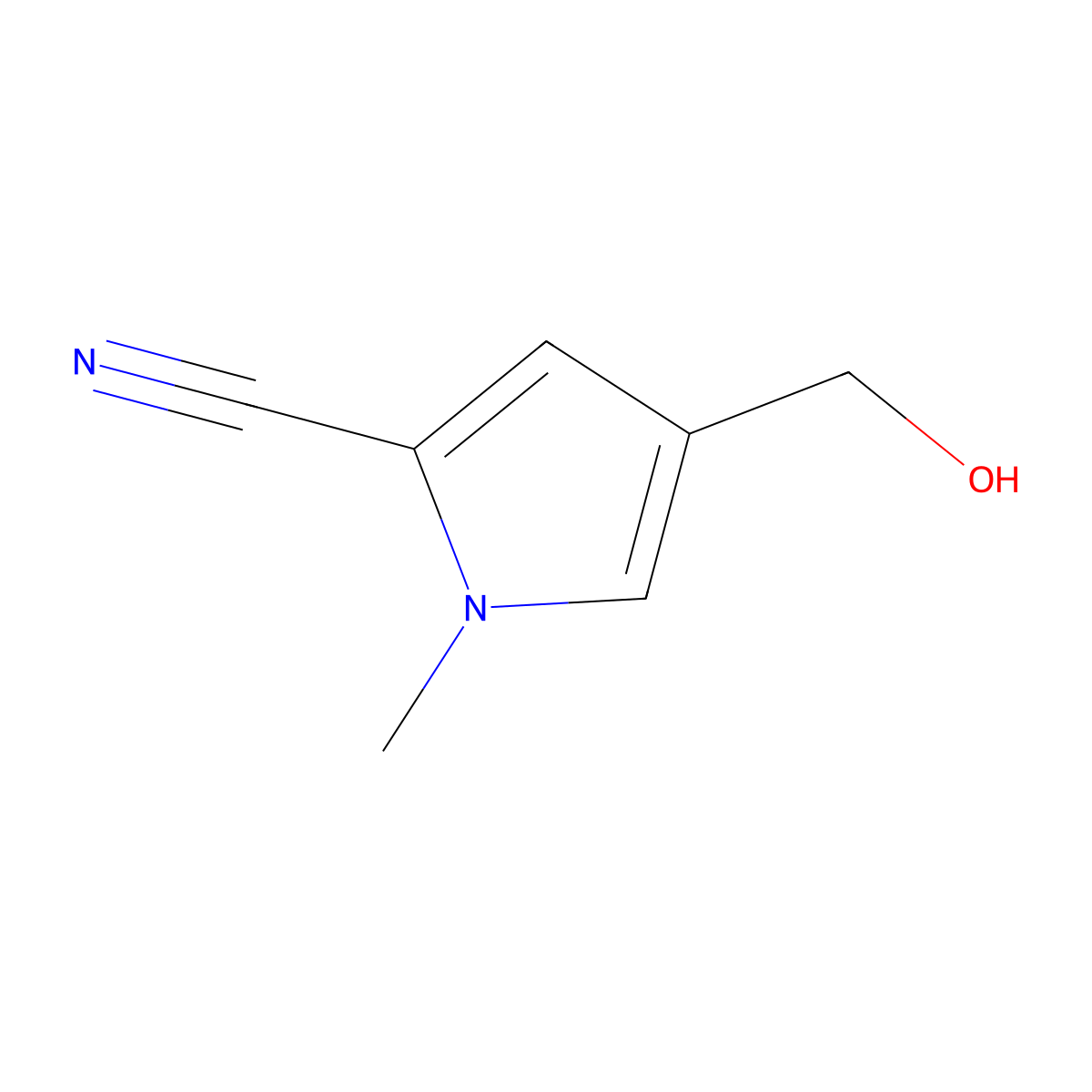 4-(hydroxymethyl)-1-methyl-1H-pyrrole-2-carbonitrile molecular structure, CAS 590409-82-8