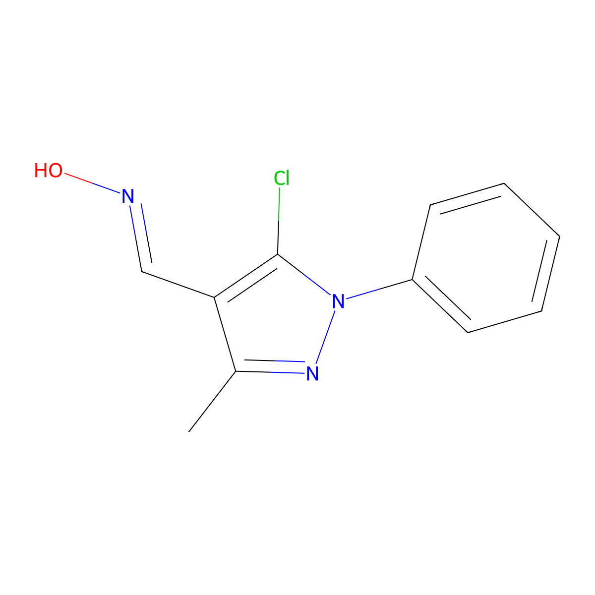 5-Chloro-3-methyl-1-phenyl-1h-pyrazole-4-carbaldehydoxime molecular structure, CAS 590410-60-9