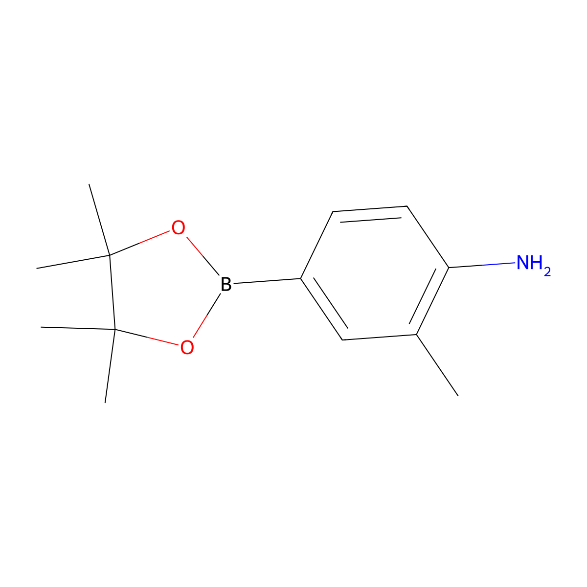 2-Methyl-4-(4,4,5,5-tetramethyl-1,3,2-dioxaborolan-2-YL)aniline molecular structure, CAS 590418-05-6