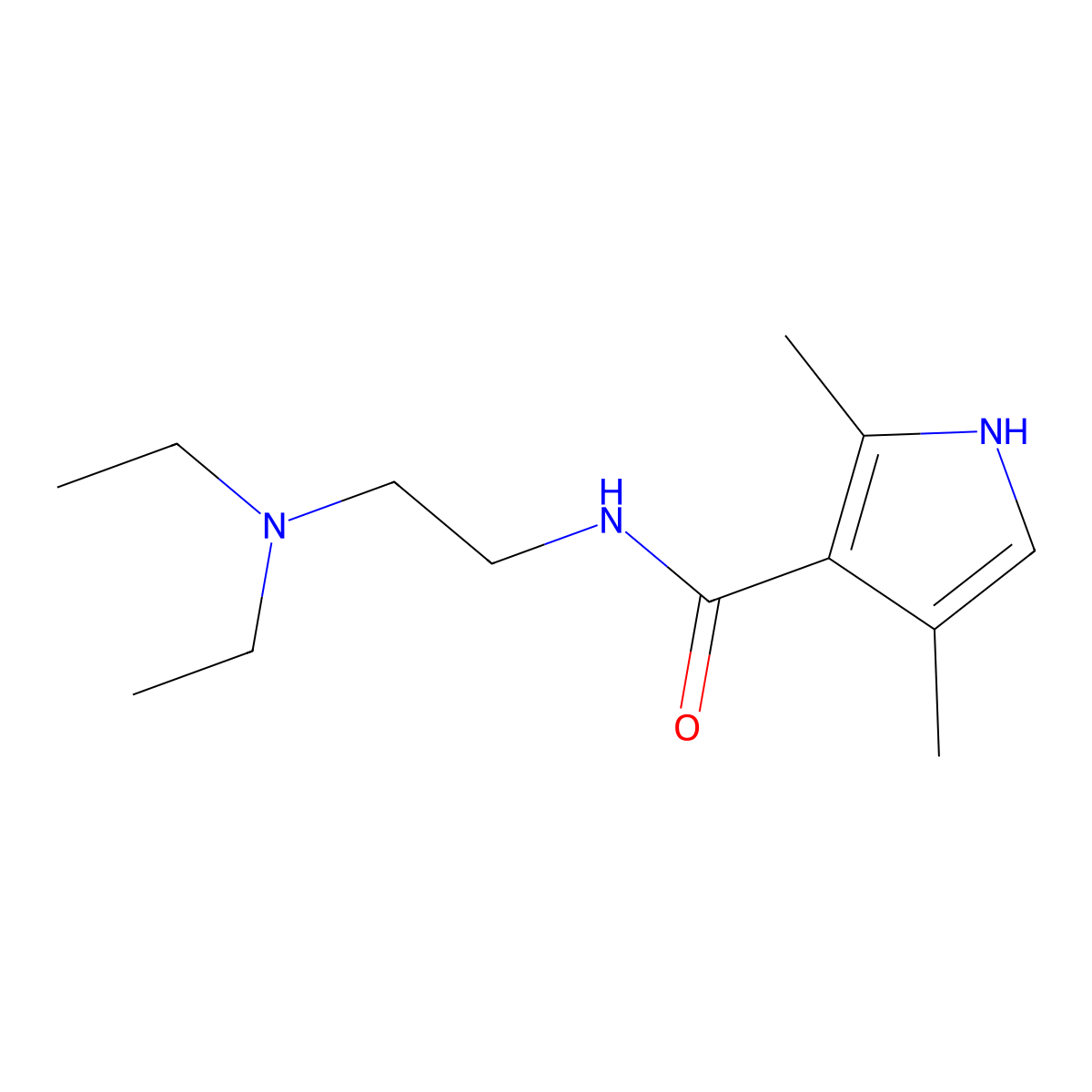 N-(2-(Diethylamino)ethyl)-2,4-dimethyl-1H-pyrrole-3-carboxamide molecular structure, CAS 590424-05-8