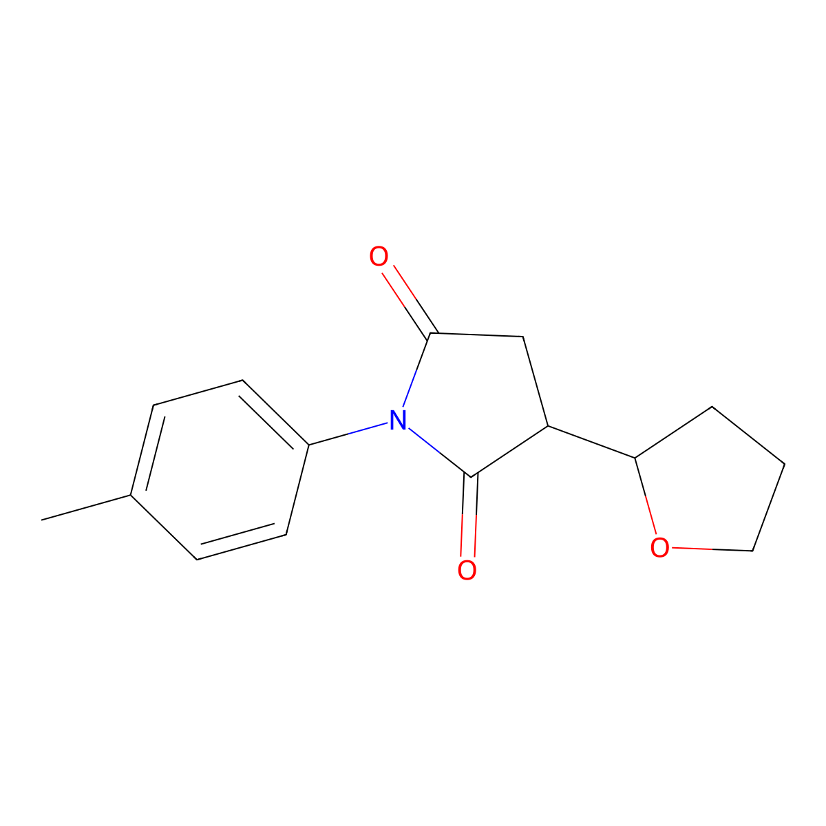 1-(4-Methylphenyl)-3-(oxolan-2-yl)pyrrolidine-2,5-dione molecular structure, CAS 5905-53-3
