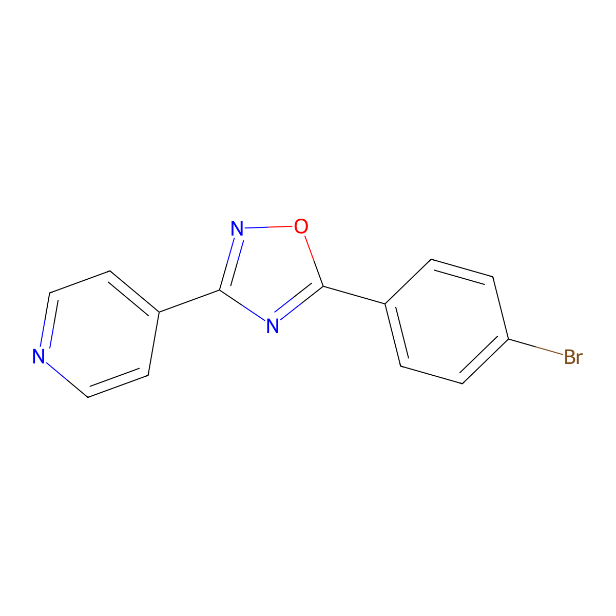 4-[5-(4-Bromophenyl)-1,2,4-oxadiazol-3-yl]pyridine molecular structure, CAS 5905-75-9