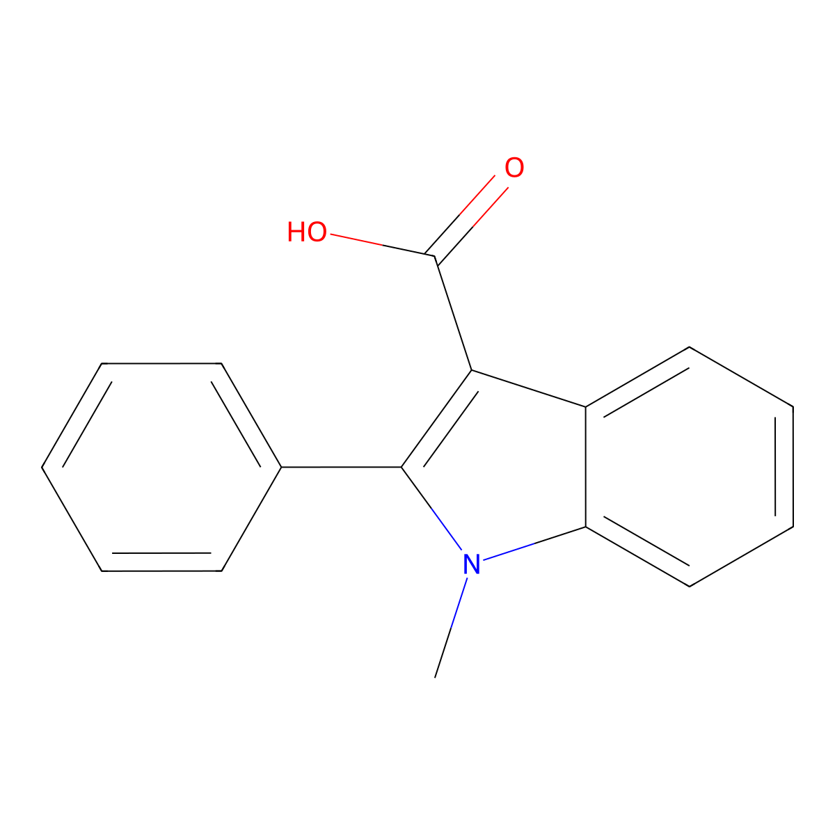 1-methyl-2-phenyl-1H-indole-3-carboxylic acid molecular structure, CAS 59050-41-8