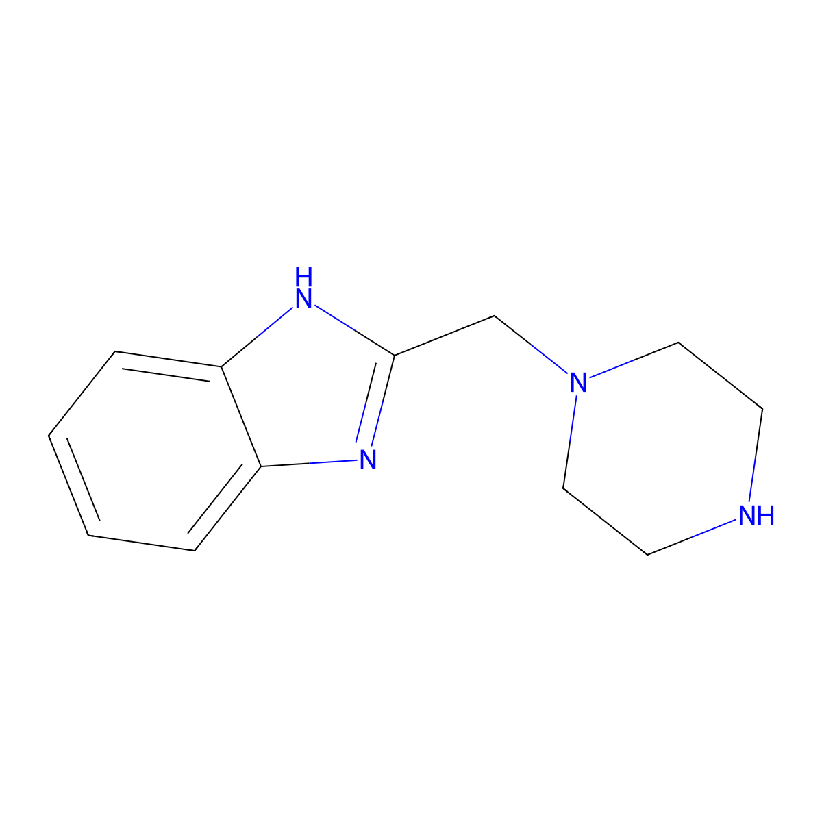 2-Piperazin-1-ylmethyl-1H-benzoimidazole molecular structure, CAS 59052-85-6