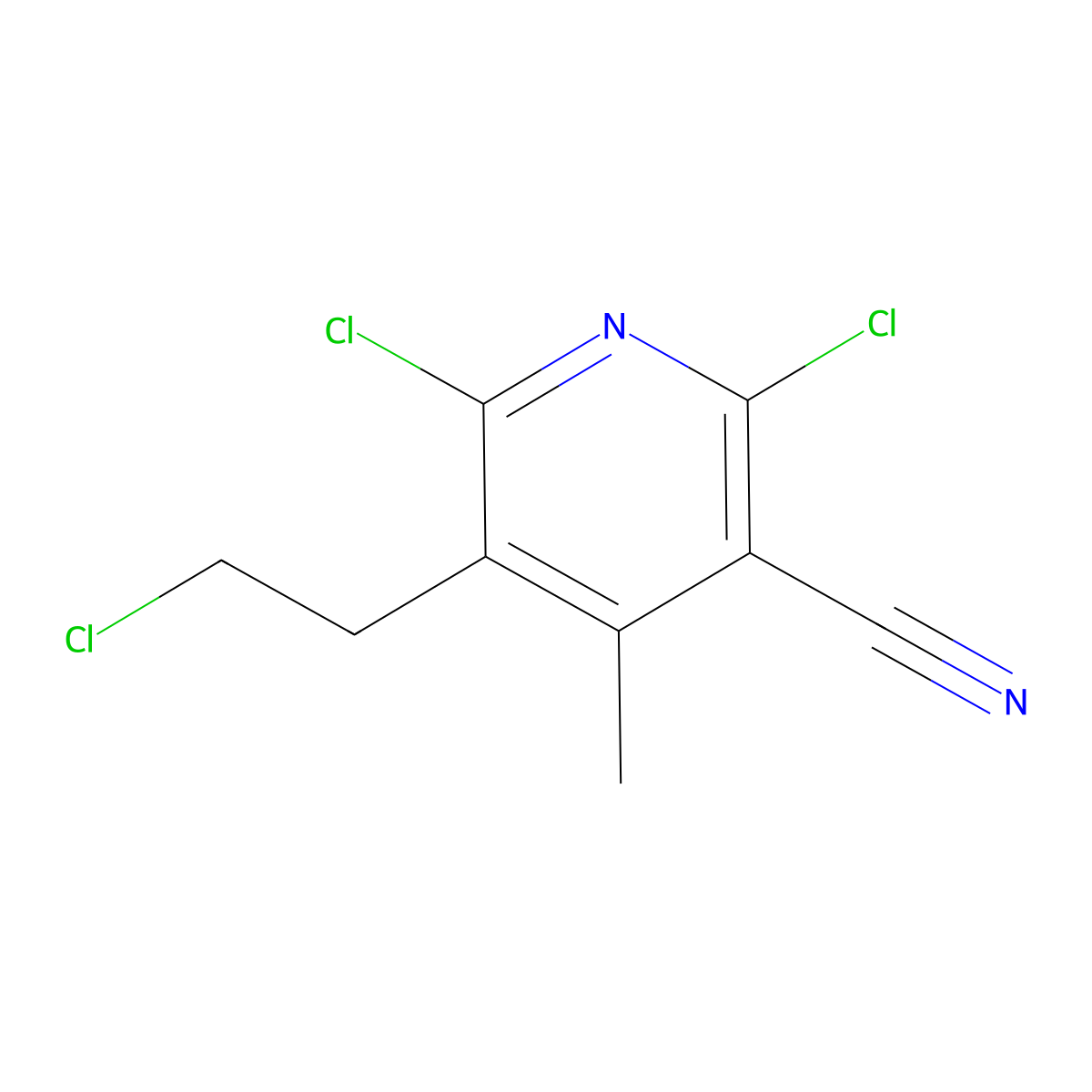 2,6-Dichloro-5-(2-chloroethyl)-4-methylnicotinonitrile molecular structure, CAS 59054-51-2