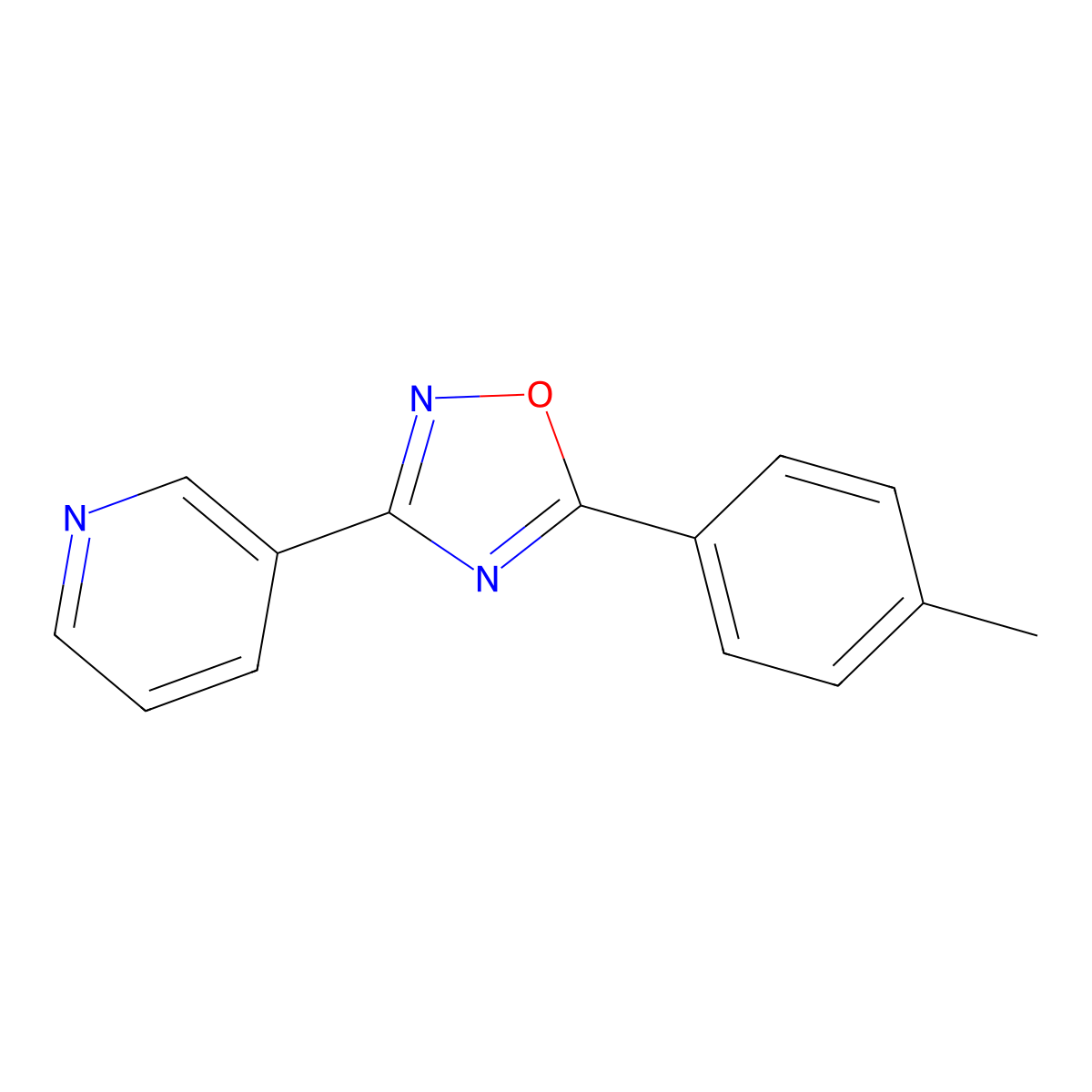 3-[5-(4-Methylphenyl)-1,2,4-oxadiazol-3-yl]pyridine molecular structure, CAS 5906-01-4