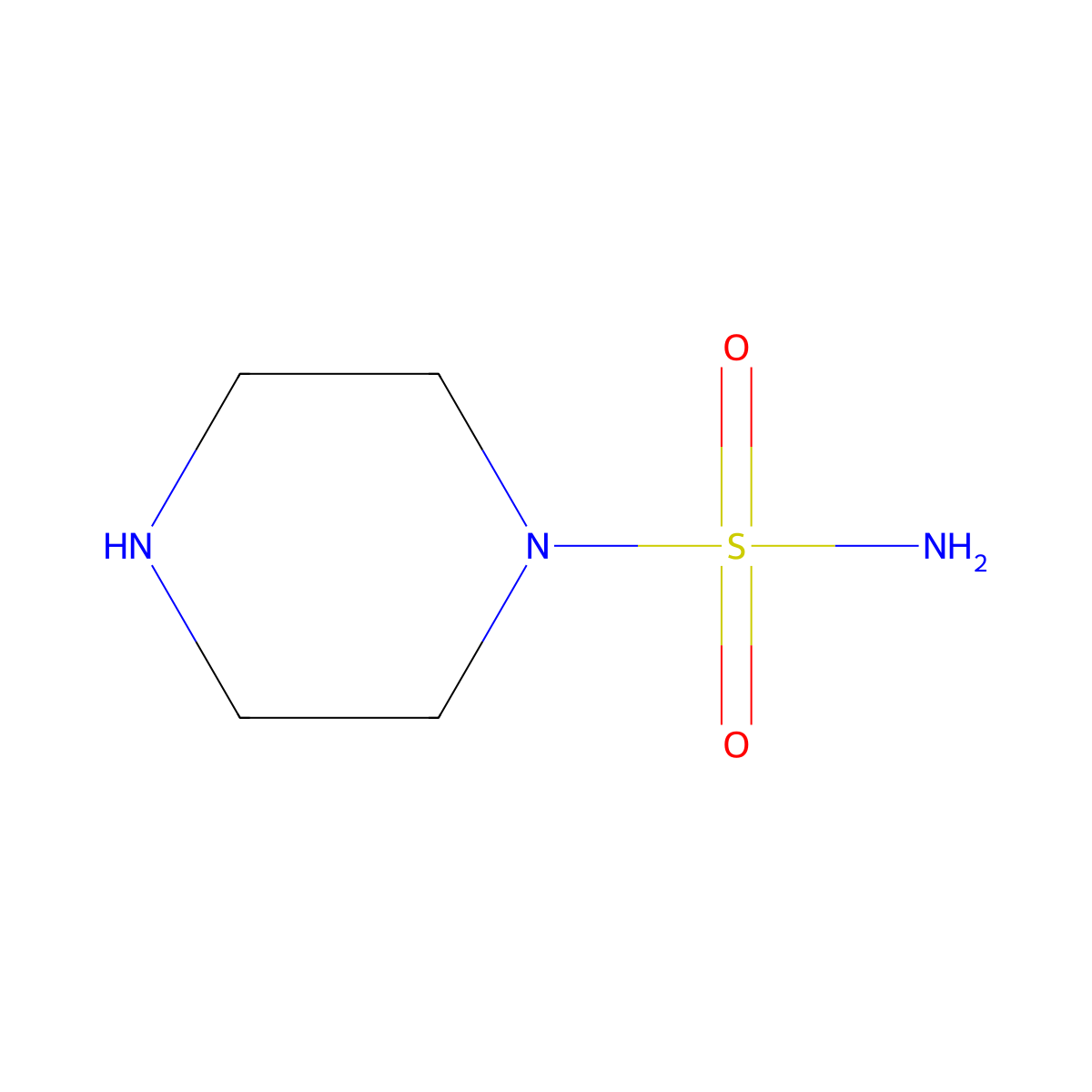 1-Piperazinesulfonamide molecular structure, CAS 5906-30-9
