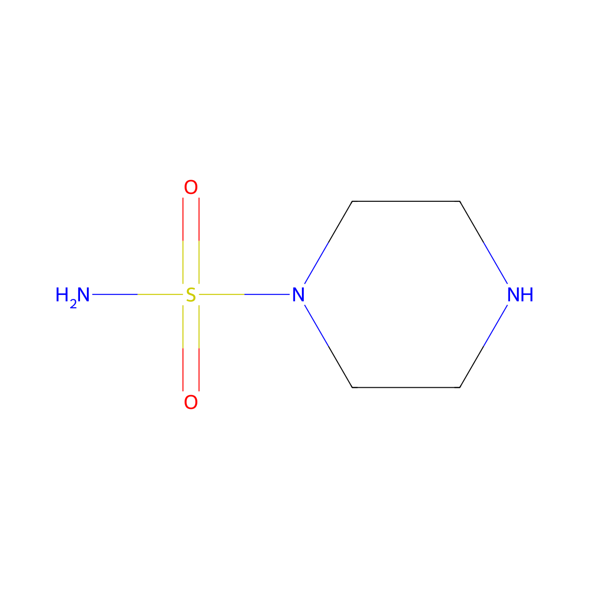 1-Piperazinesulfonamide molecular structure, CAS 5906-30-9