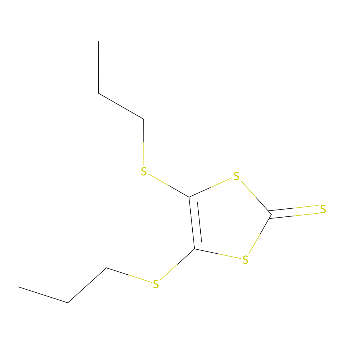 1,3-Dithiole-2-thione, 4,5-bis(propylthio)- molecular structure, CAS 59065-22-4