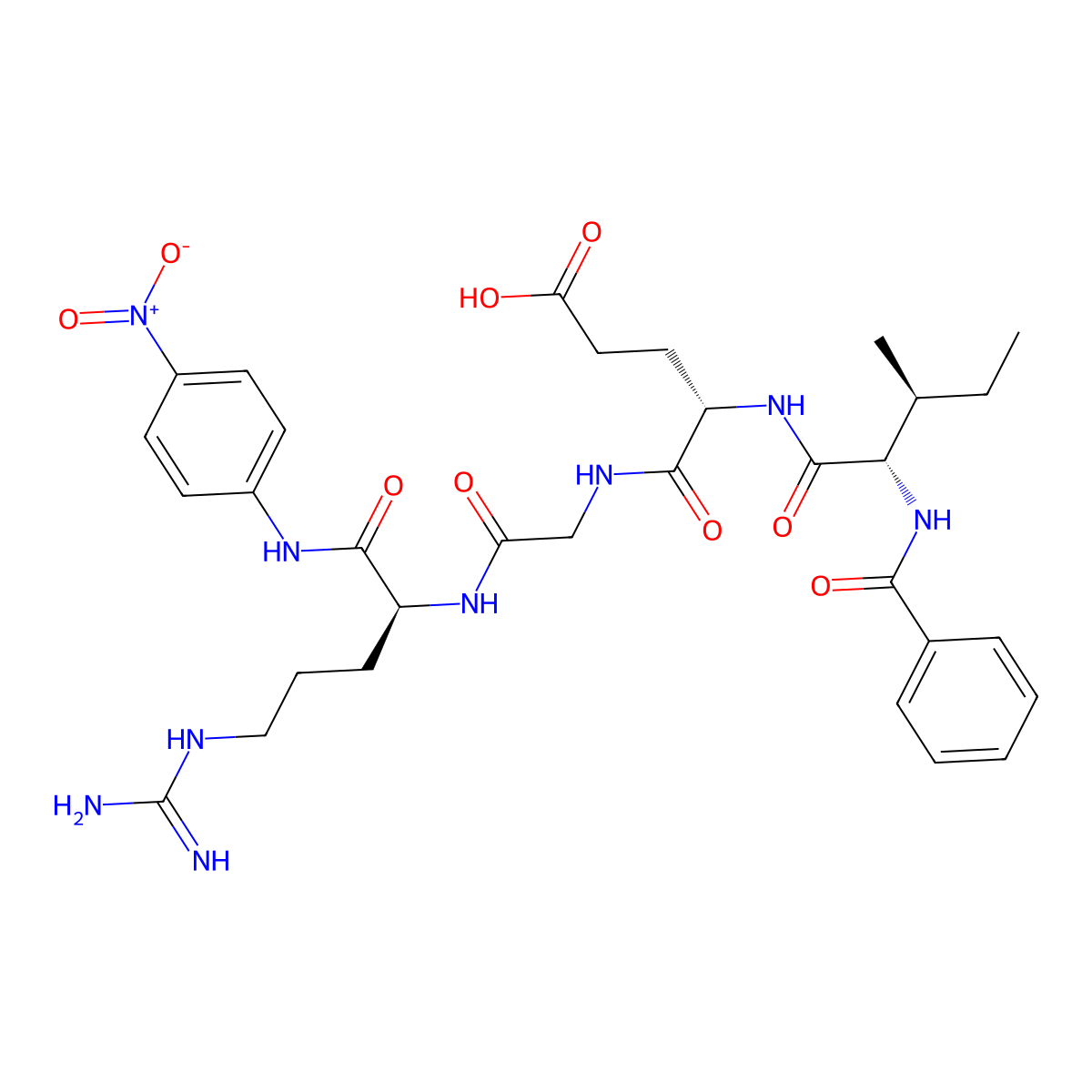 Bz-Ile-Glu-Gly-Arg-pNA acetate salt molecular structure, CAS 59068-47-2