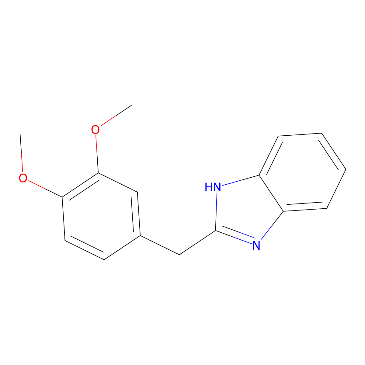 2-[(3,4-dimethoxyphenyl)methyl]-1H-1,3-benzodiazole molecular structure, CAS 59077-64-4