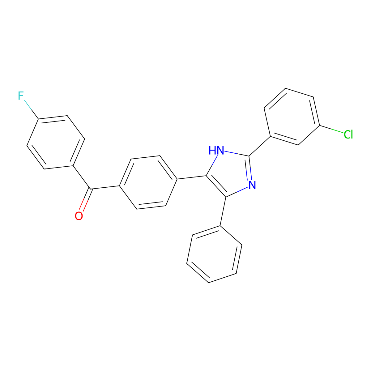 {4-[2-(3-chlorophenyl)-4-phenyl-1H-imidazol-5-yl]phenyl}(4-fluorophenyl)methanone molecular structure, CAS 5908-33-8