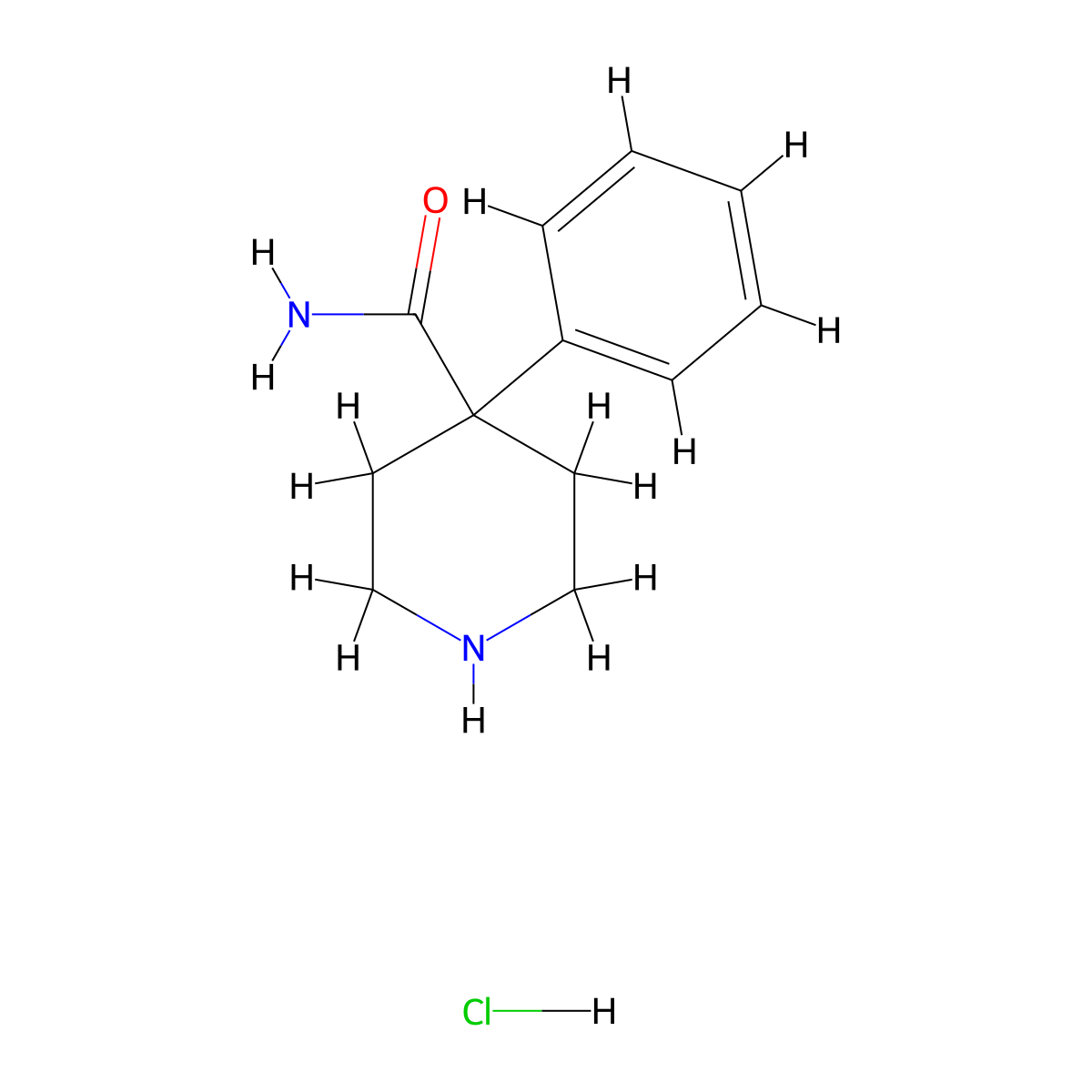 4-Phenylpiperidine-4-carboxamide monohydrochloride molecular structure, CAS 59083-35-1