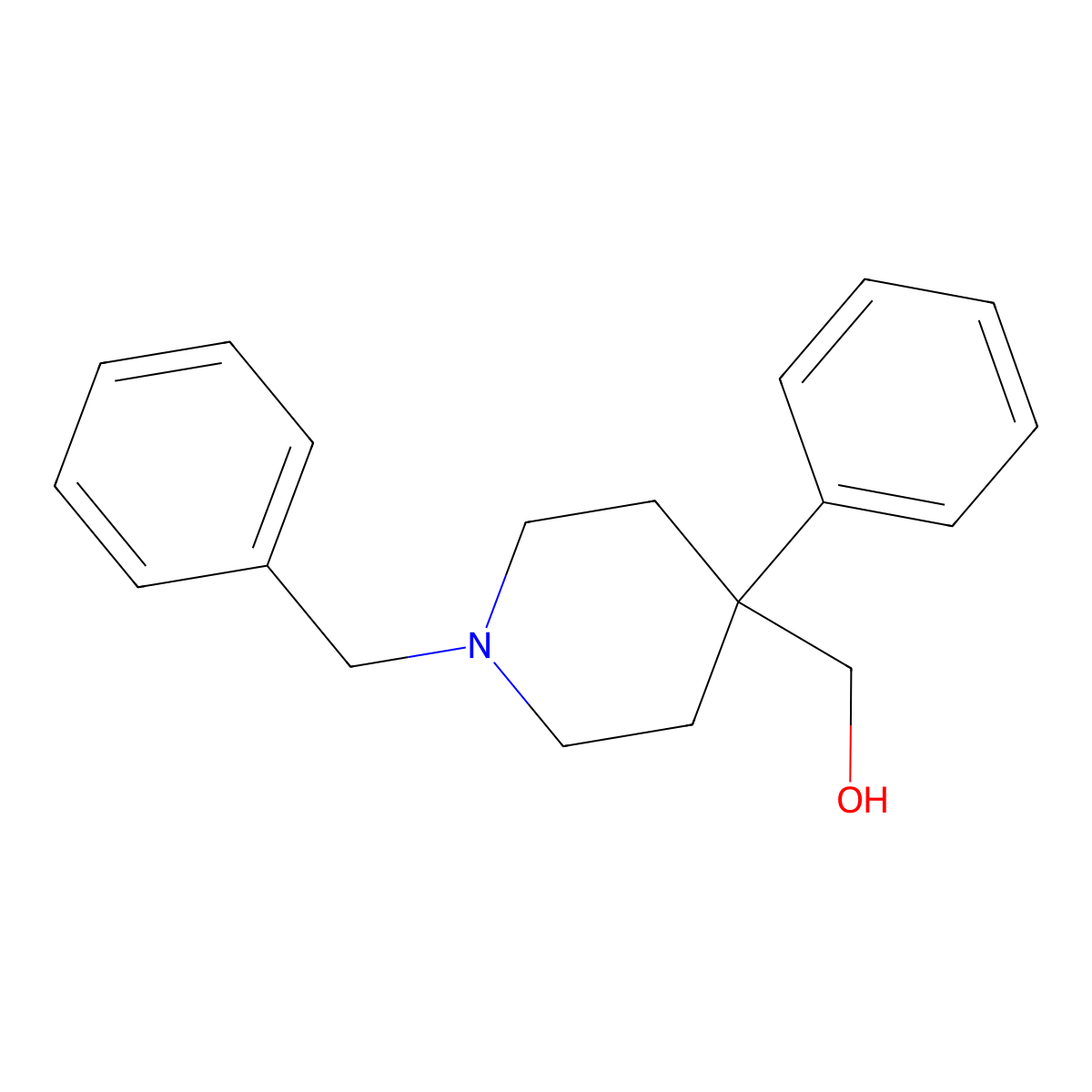 1-Benzyl-4-phenylpiperidine-4-methanol molecular structure, CAS 59083-36-2