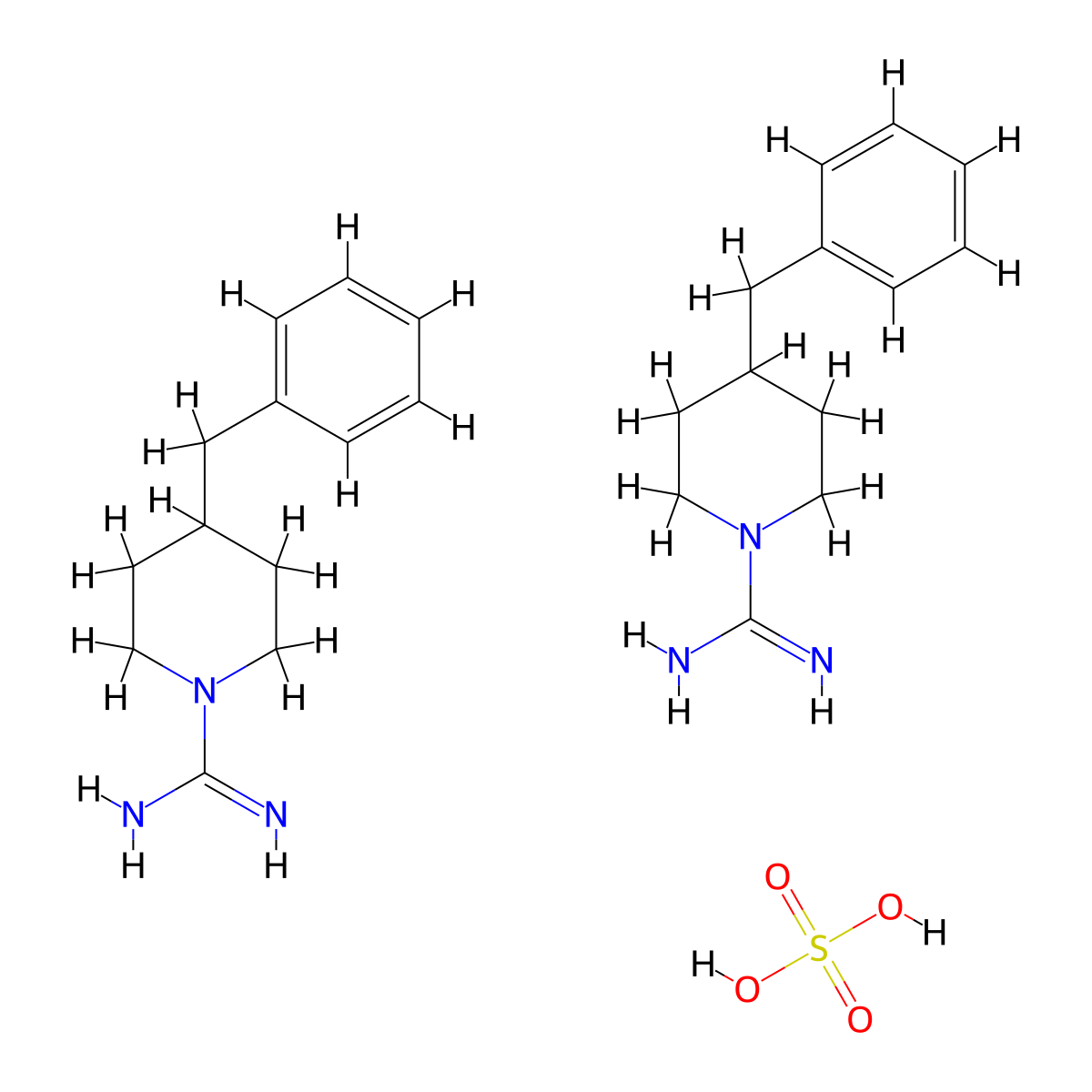 1-Piperidinecarboximidamide, 4-(phenylmethyl)-, sulfate (2:1) molecular structure, CAS 59084-01-4