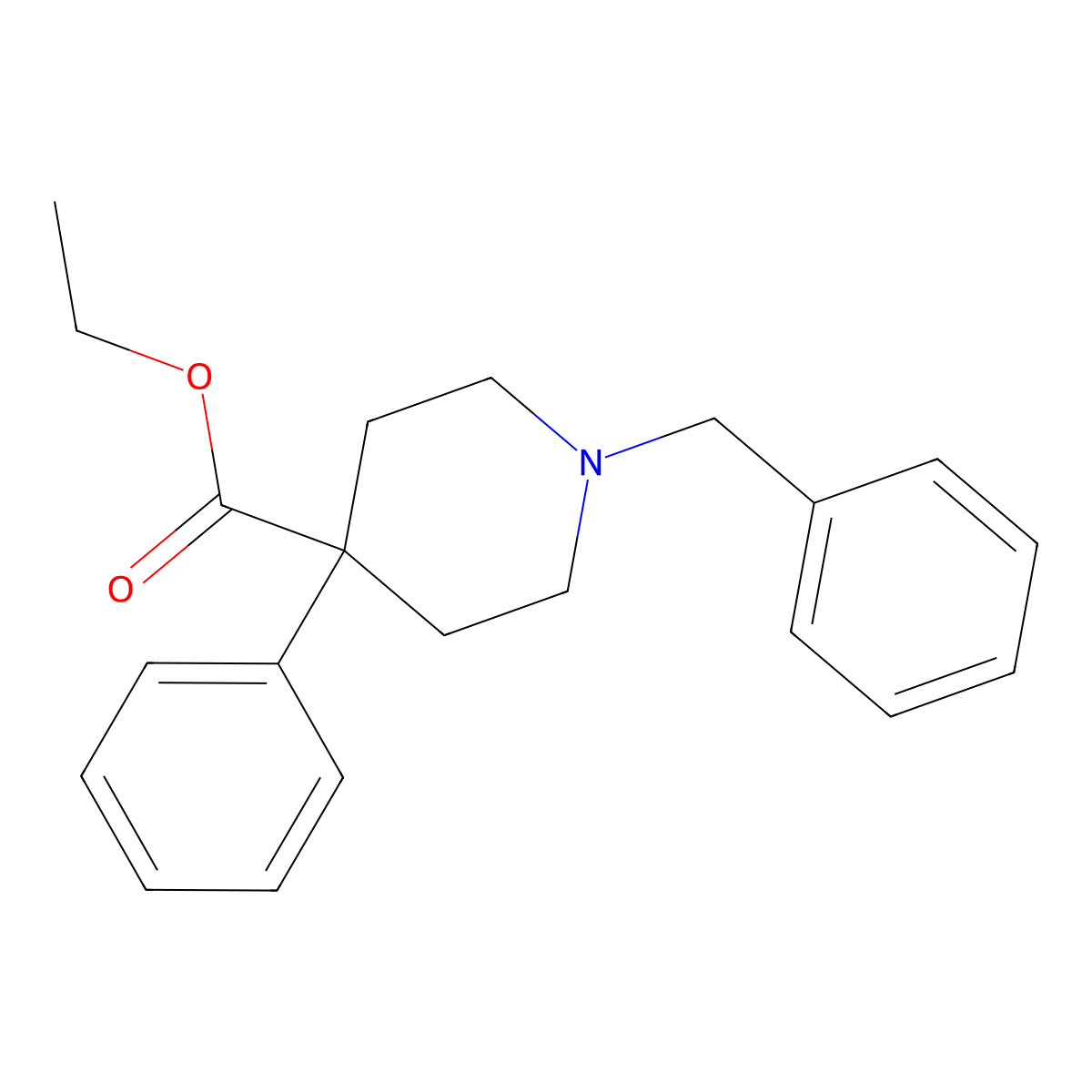 Ethyl 4-phenyl-1-(phenylmethyl)-4-piperidinecarboxylate molecular structure, CAS 59084-08-1
