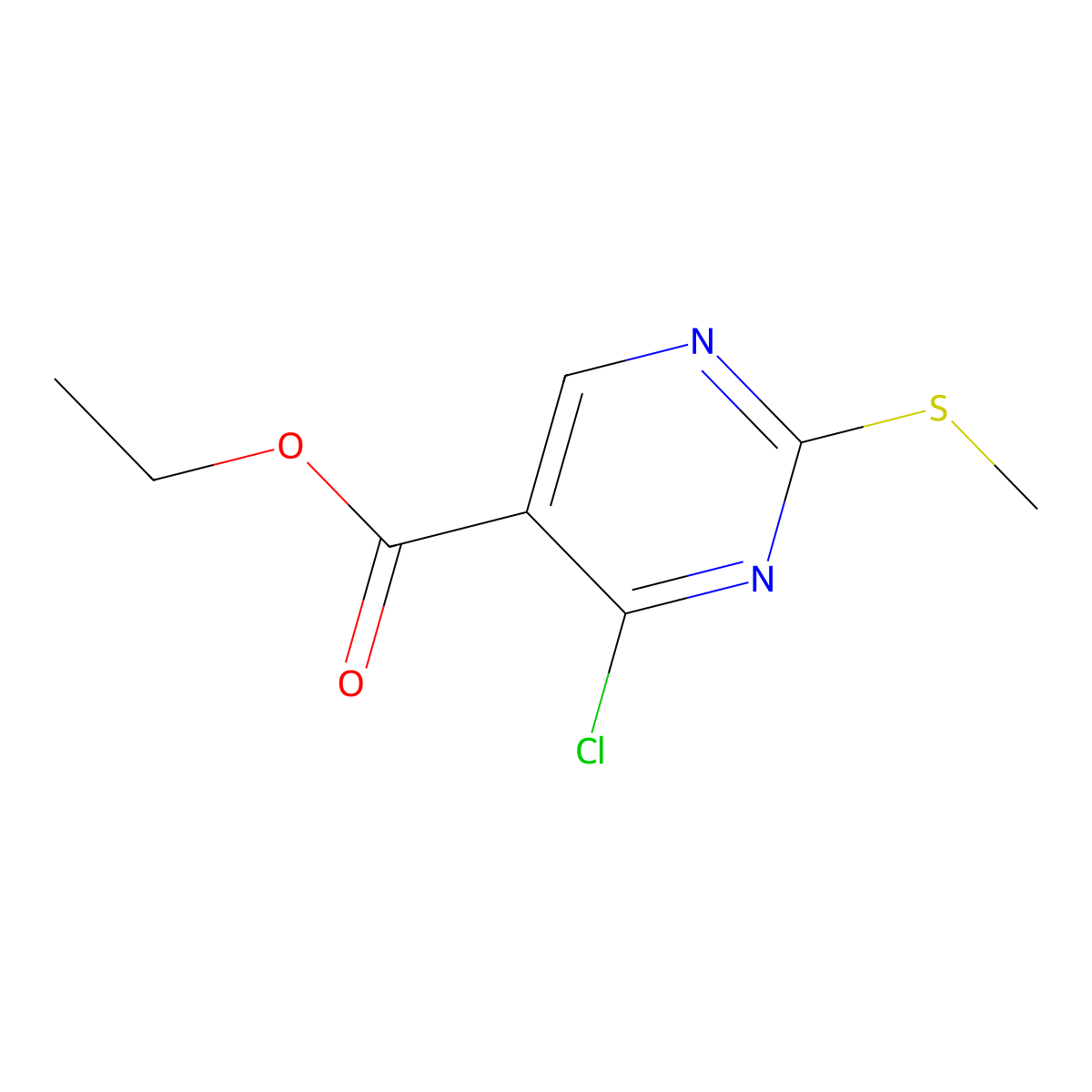 4-Chloro-2-(methylthio)pyrimidine-5-carboxylic acid ethyl ester molecular structure, CAS 5909-24-0