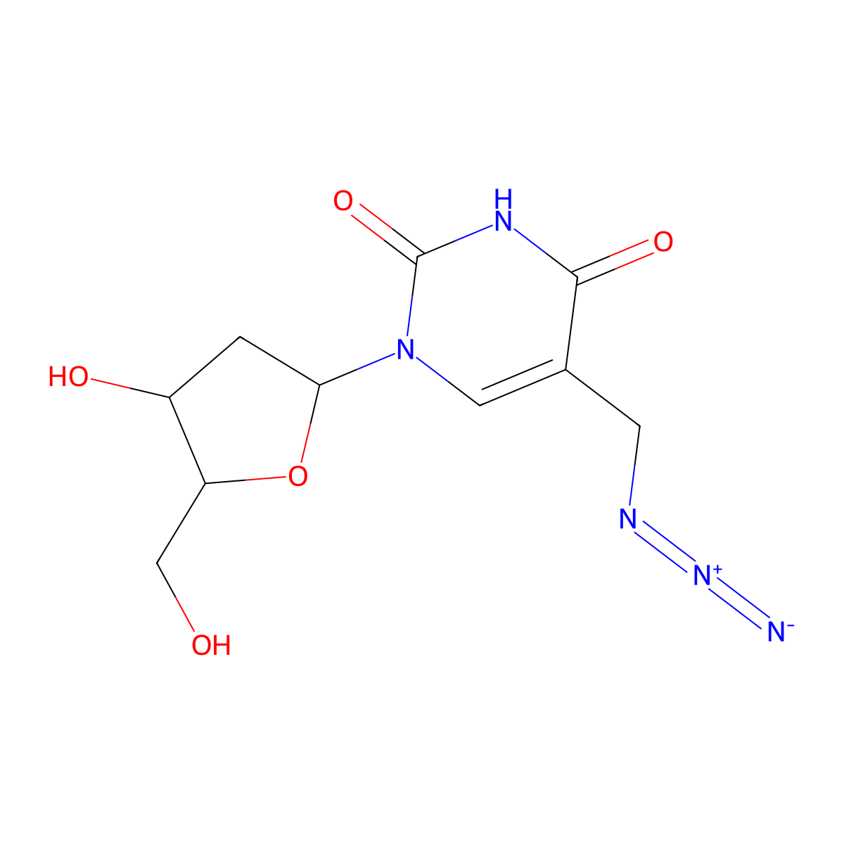 5-Azidomethyl-2'-deoxyuridine molecular structure, CAS 59090-48-1