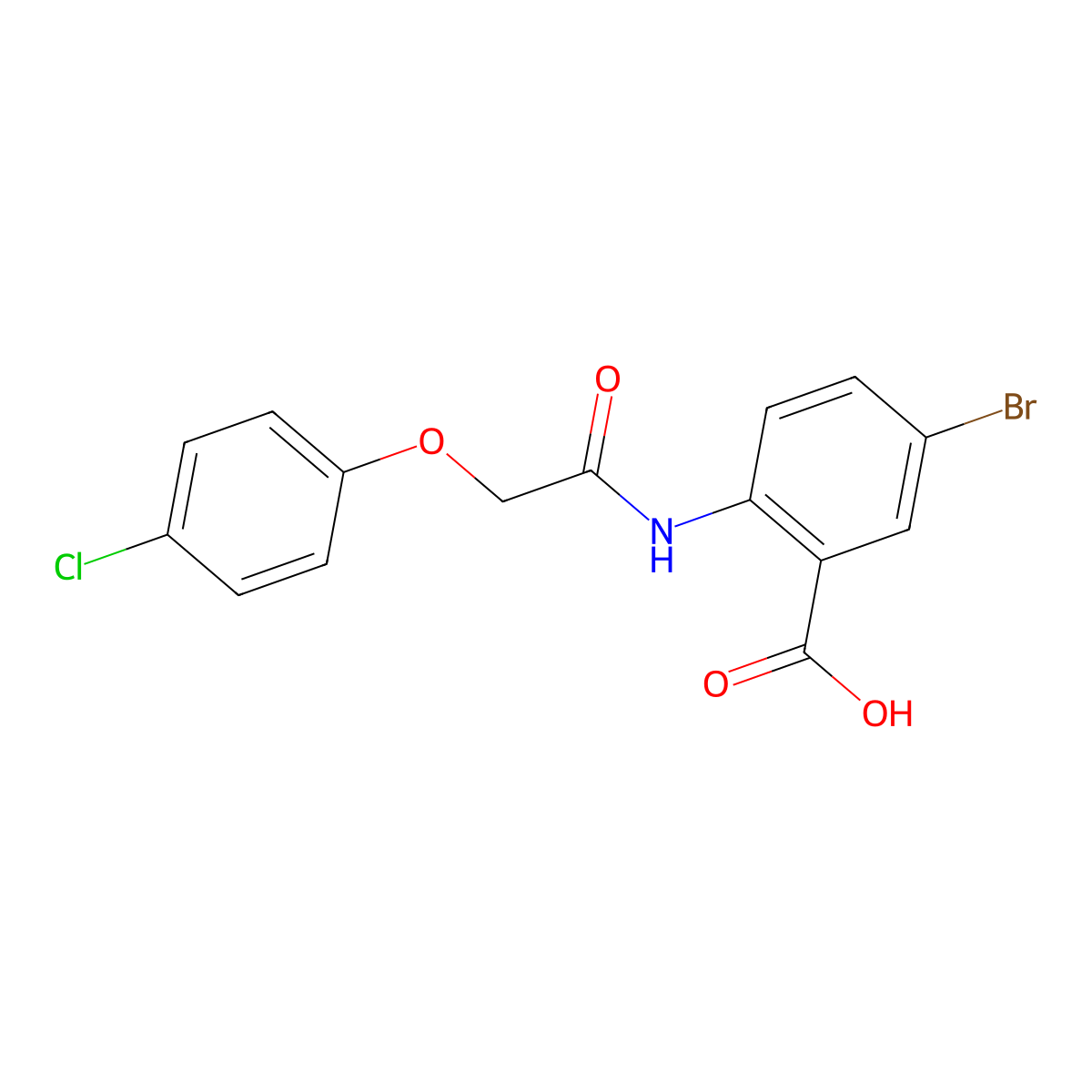 5-Bromo-2-{[(4-chlorophenoxy)acetyl]amino}benzoic acid molecular structure, CAS 59090-69-6