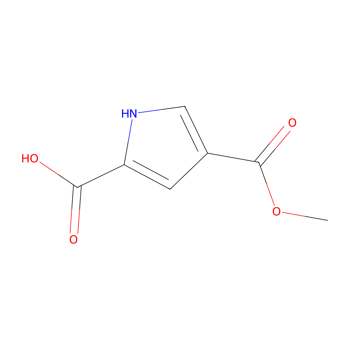 4-(methoxycarbonyl)-1H-pyrrole-2-carboxylic acid molecular structure, CAS 5910-06-5