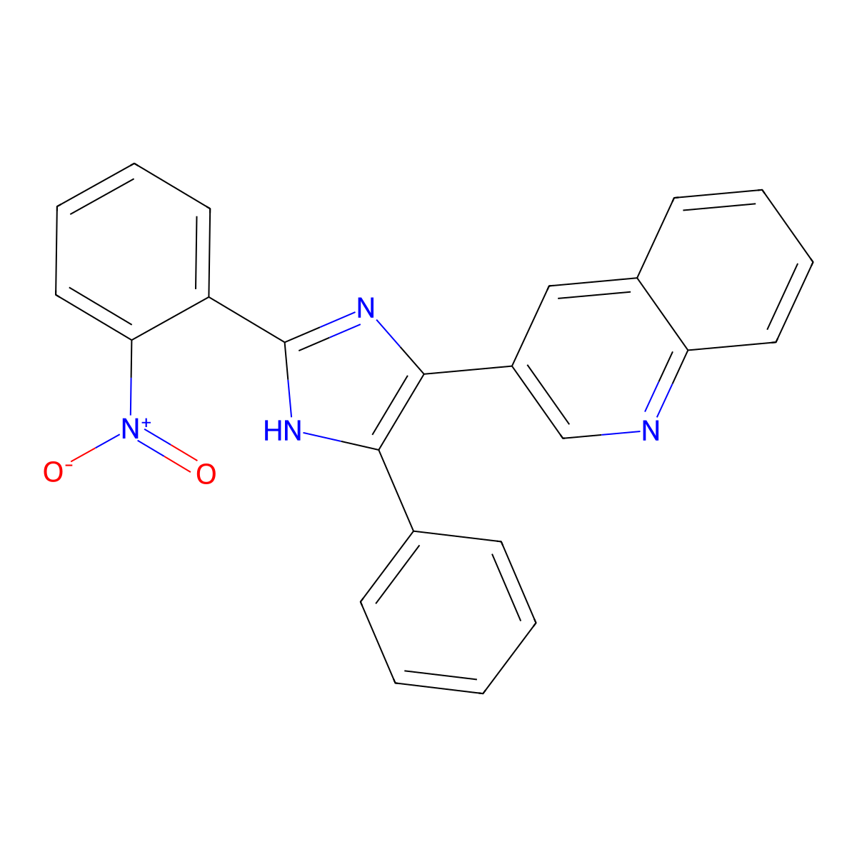 3-[2-(2-nitrophenyl)-5-phenyl-1H-imidazol-4-yl]quinoline molecular structure, CAS 5910-43-0