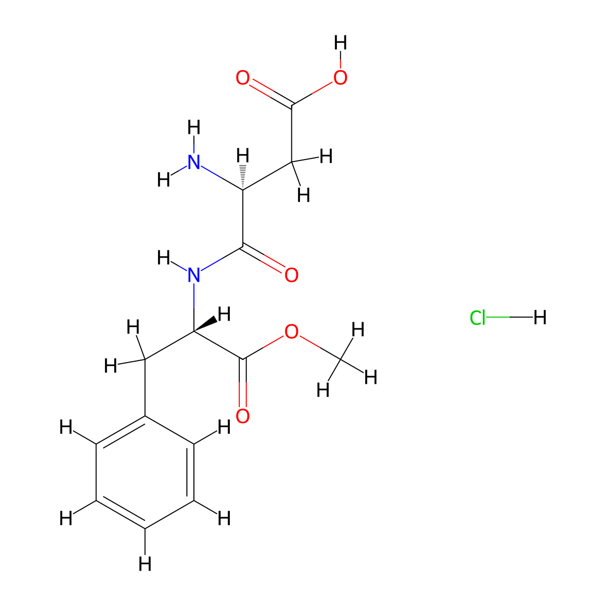 L-Phenylalanine, L-alpha-aspartyl-, 2-methyl ester, hydrochloride (1:1) molecular structure, CAS 5910-52-1