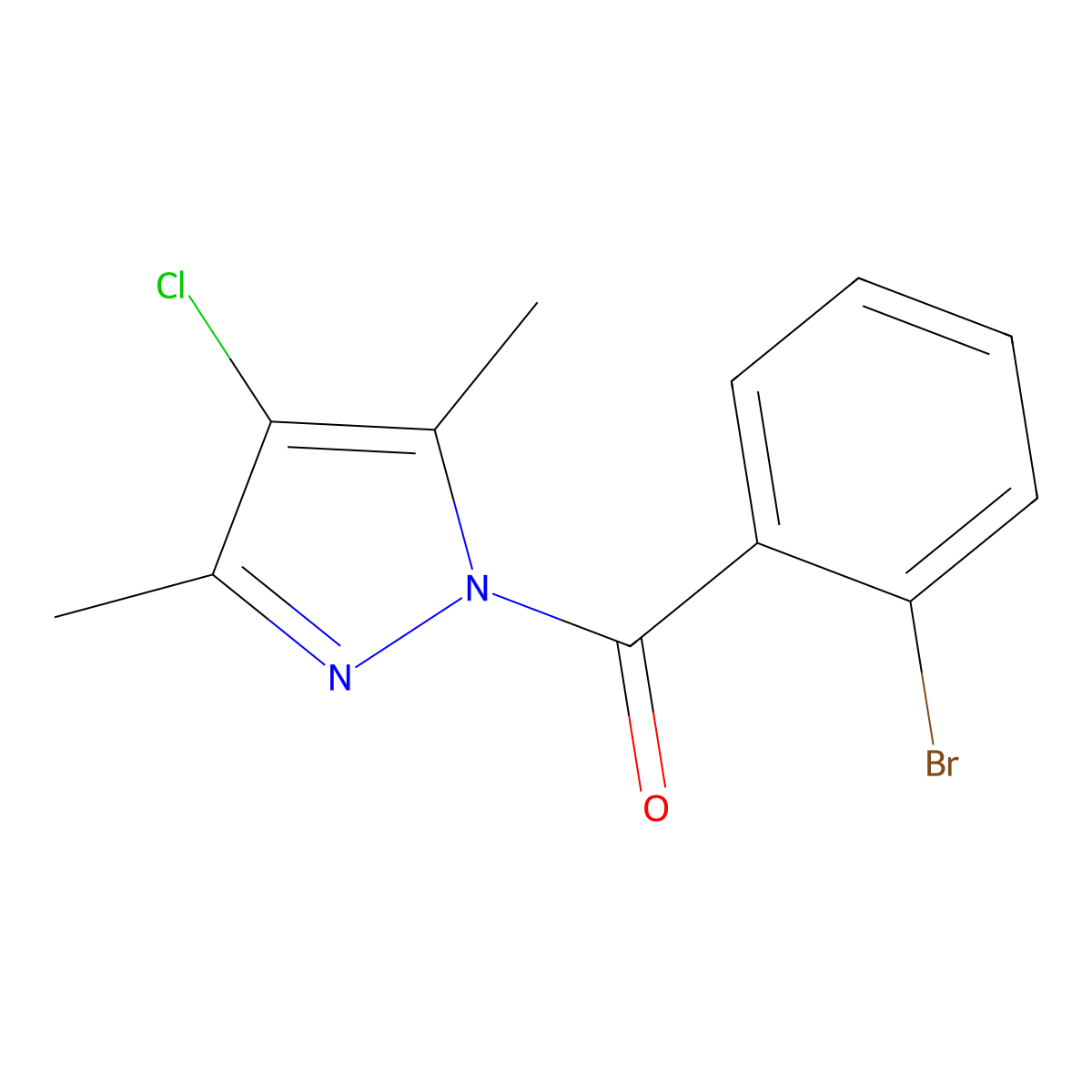 (2-bromophenyl)(4-chloro-3,5-dimethyl-1H-pyrazol-1-yl)methanone molecular structure, CAS 5910-57-6