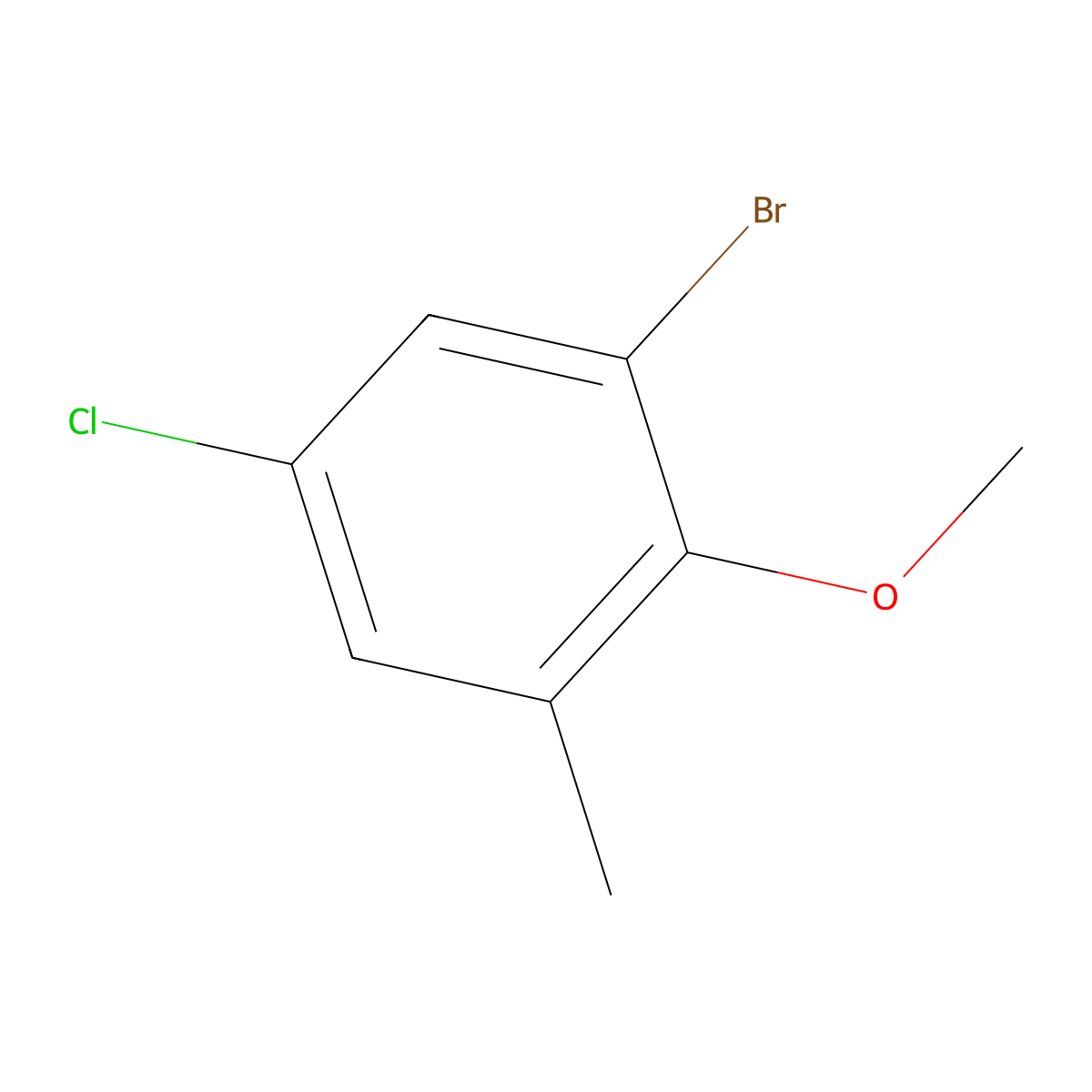 1-Bromo-5-chloro-2-methoxy-3-methylbenzene molecular structure, CAS 59106-55-7