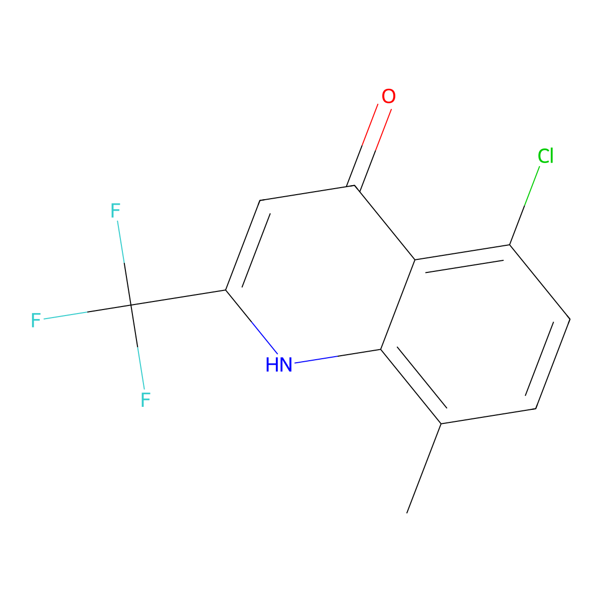 5-Chloro-8-methyl-2-(trifluoromethyl)quinolin-4-OL molecular structure, CAS 59108-09-7
