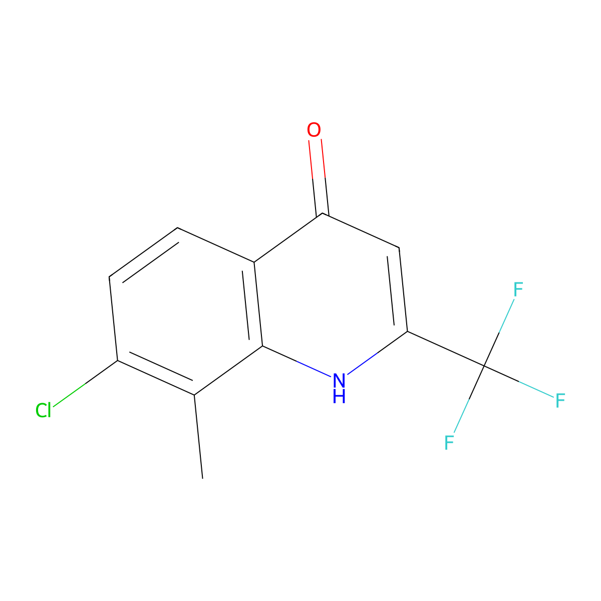 7-Chloro-8-methyl-2-(trifluoromethyl)quinolin-4-ol molecular structure, CAS 59108-10-0
