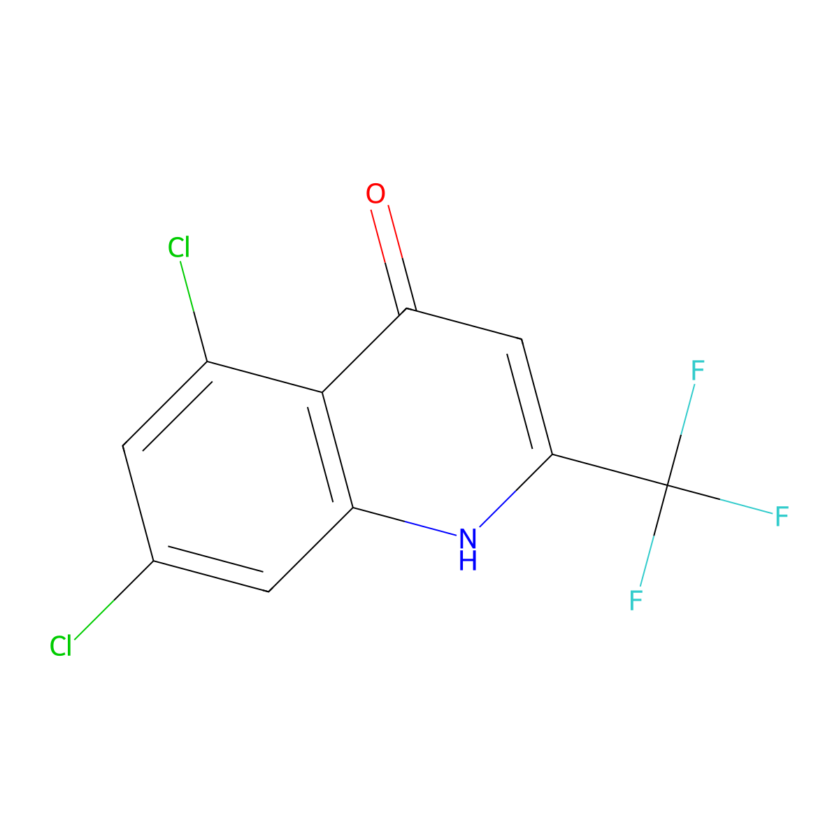 5,7-Dichloro-4-hydroxy-2-(trifluoromethyl)quinoline molecular structure, CAS 59108-13-3
