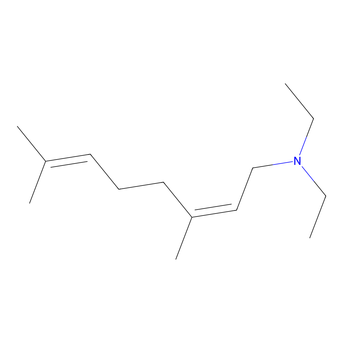 n,n-Diethyl-3.7-dimethyl-2.6-octadiene-1-amine molecular structure, CAS 59117-55-4