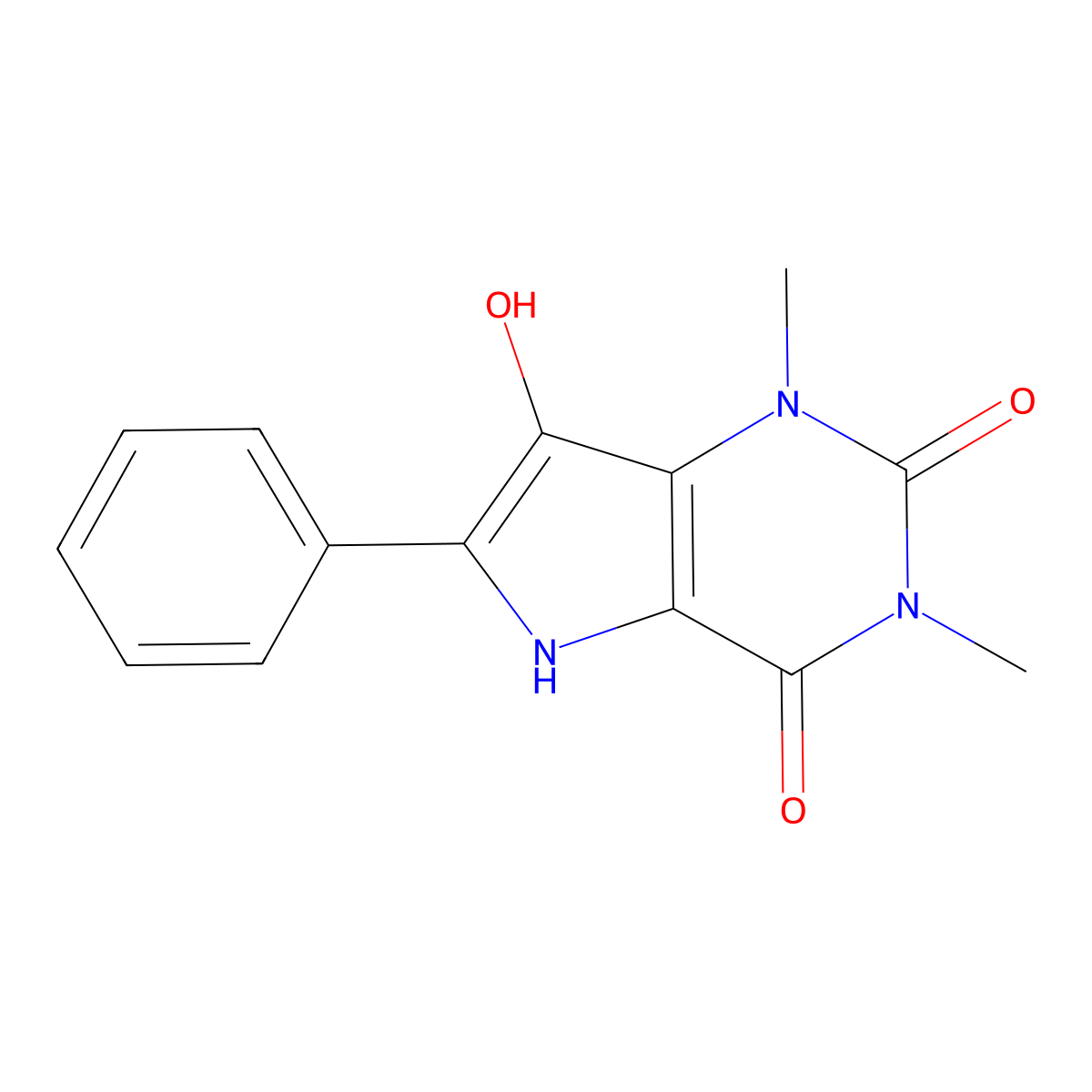 7-hydroxy-1,3-dimethyl-6-phenyl-1H-pyrrolo[3,2-d]pyrimidine-2,4(3H,5H)-dione molecular structure, CAS 59119-48-1