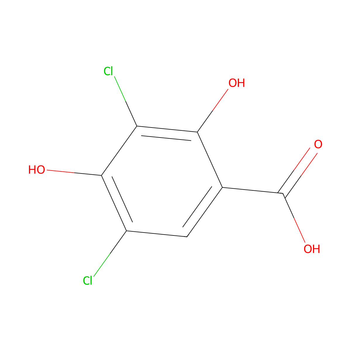 beta-Resorcylic acid, 3,5-dichloro- molecular structure, CAS 59119-79-8