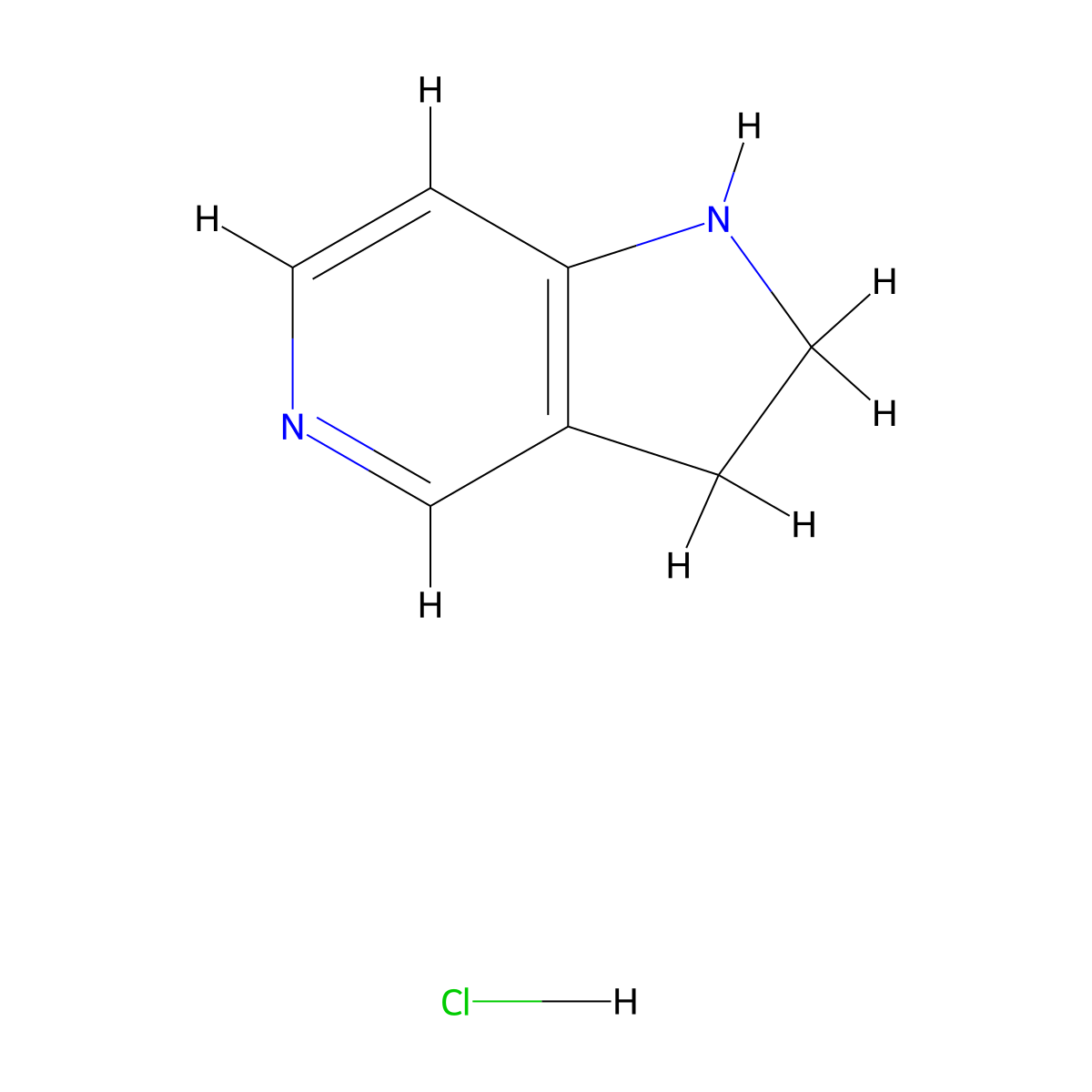 1H,2H,3H-pyrrolo[3,2-c]pyridine hydrochloride molecular structure, CAS 5912-19-6