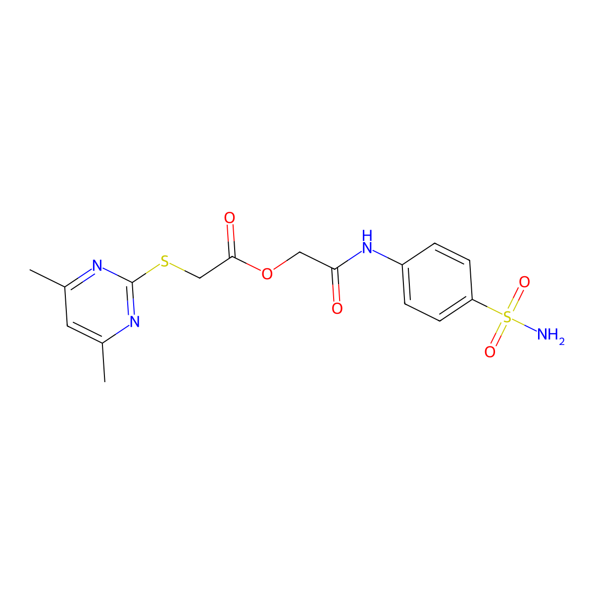 2-Oxo-2-(4-sulfamoylanilino)ethyl [(4,6-dimethylpyrimidin-2-yl)sulfanyl]acetate molecular structure, CAS 5912-38-9