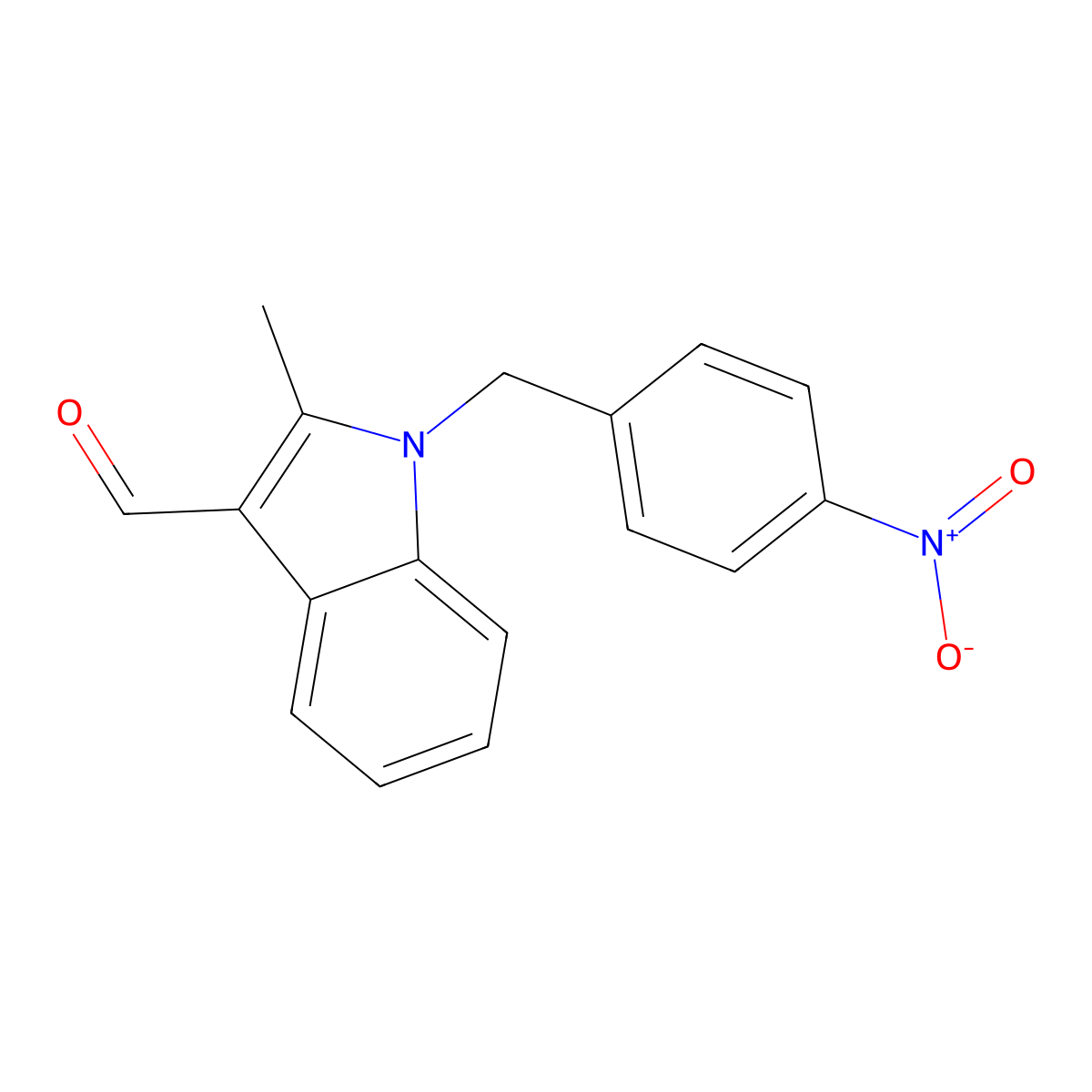 2-methyl-1-(4-nitrobenzyl)-1H-indole-3-carbaldehyde molecular structure, CAS 591210-36-5