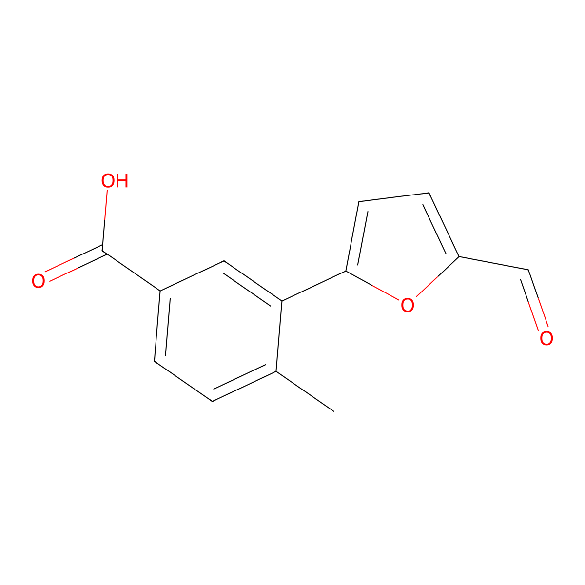 3-(5-Formylfuran-2-yl)-4-methylbenzoic acid molecular structure, CAS 591210-45-6