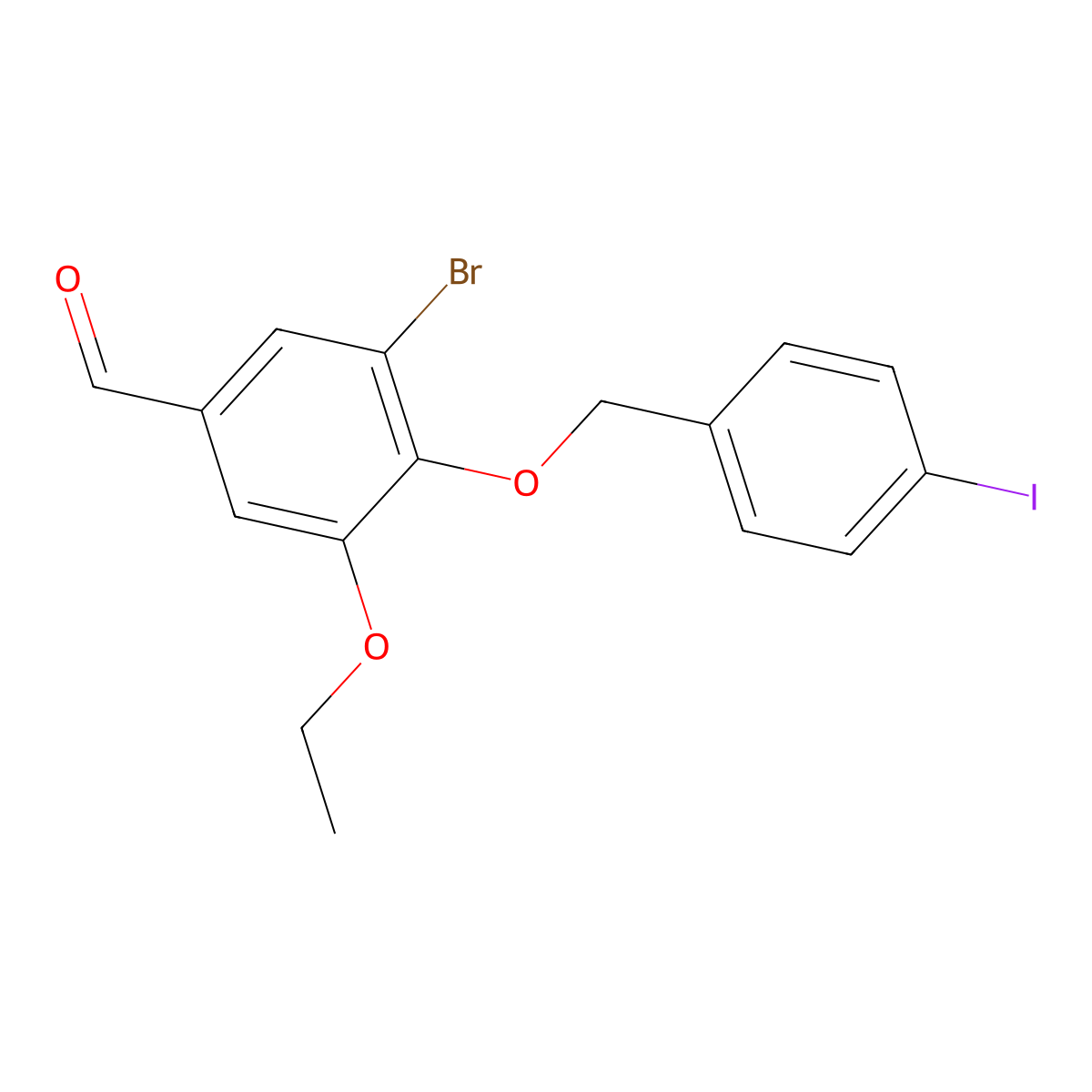 3-Bromo-5-ethoxy-4-[(4-iodobenzyl)oxy]benzaldehyde molecular structure, CAS 591210-49-0