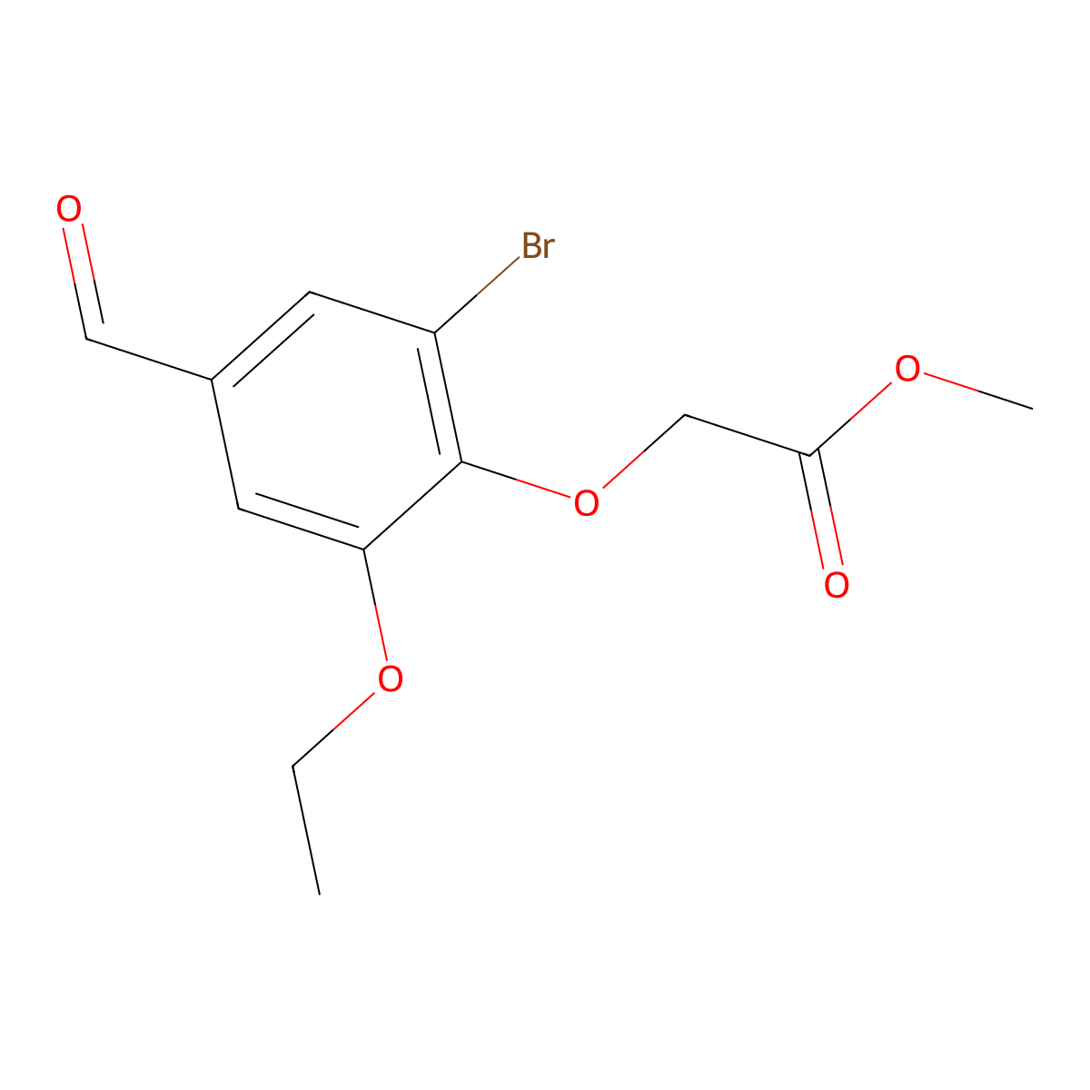 Methyl (2-bromo-6-ethoxy-4-formylphenoxy)acetate molecular structure, CAS 591210-51-4