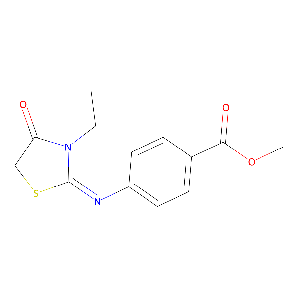 methyl 4-{[(2E)-3-ethyl-4-oxo-1,3-thiazolidin-2-ylidene]amino}benzoate molecular structure, CAS 591210-89-8