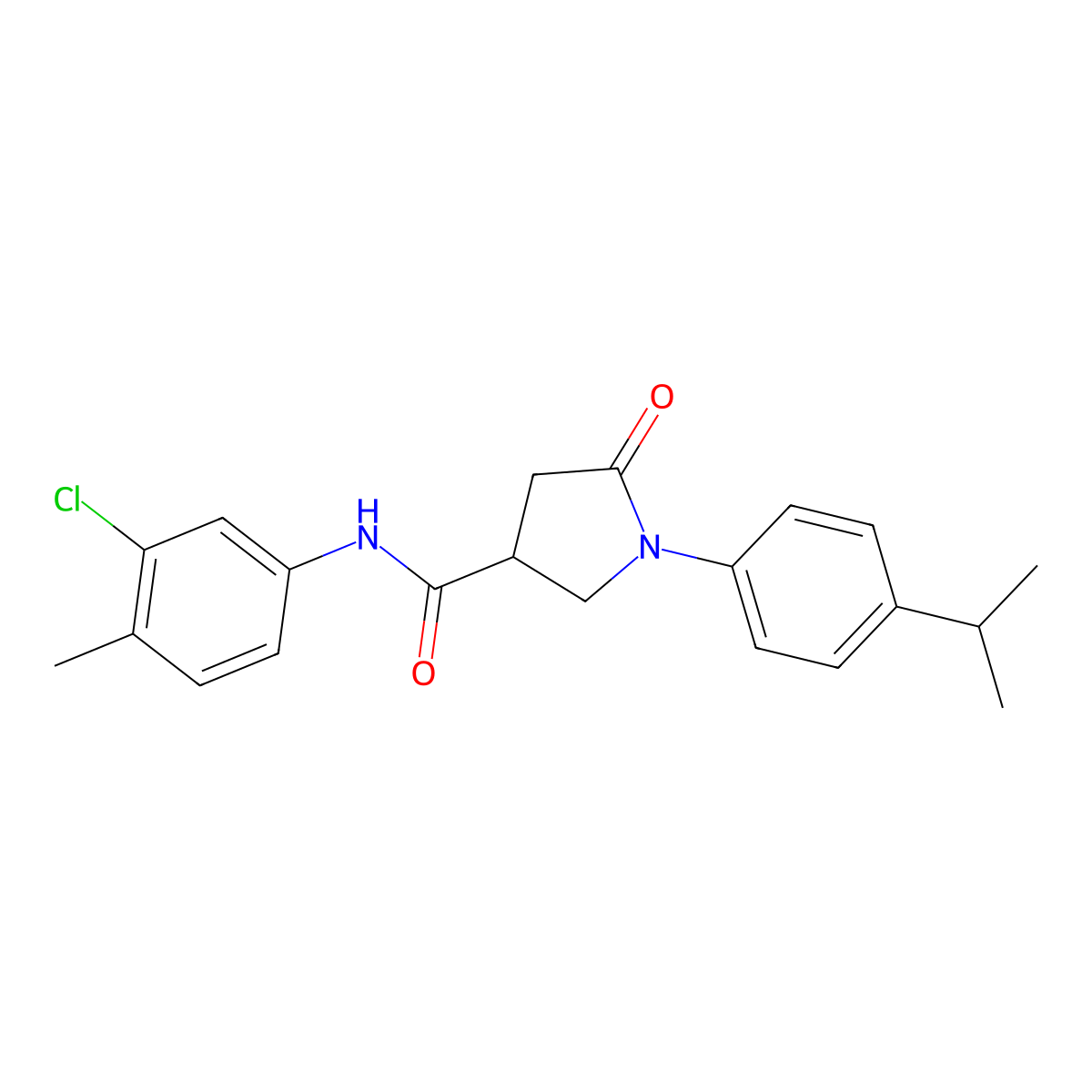 N-(3-chloro-4-methylphenyl)-5-oxo-1-(4-propan-2-ylphenyl)pyrrolidine-3-carboxamide molecular structure, CAS 591211-82-4