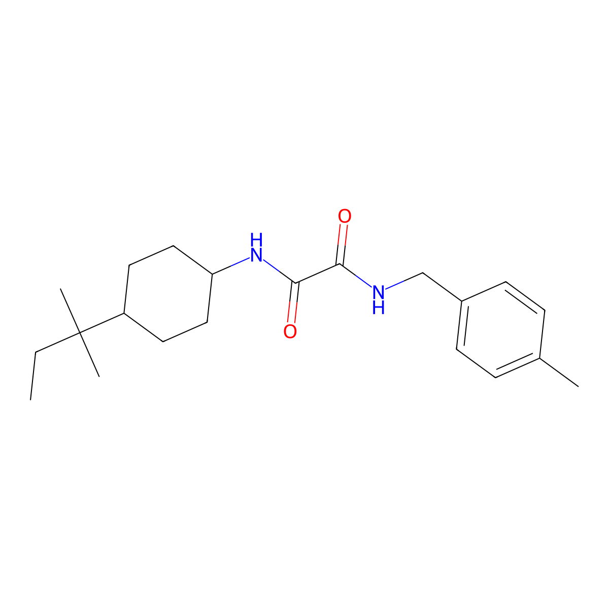 N'-[4-(2-methylbutan-2-yl)cyclohexyl]-N-[(4-methylphenyl)methyl]oxamide molecular structure, CAS 591211-89-1