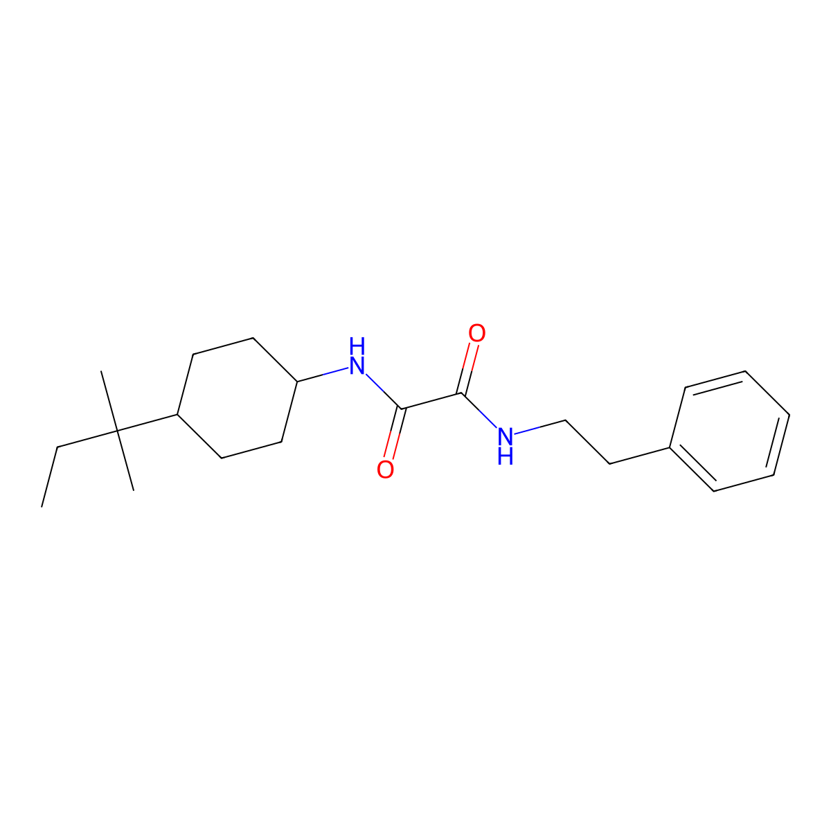 N-[4-(2-methylbutan-2-yl)cyclohexyl]-N'-(2-phenylethyl)ethanediamide molecular structure, CAS 591211-94-8